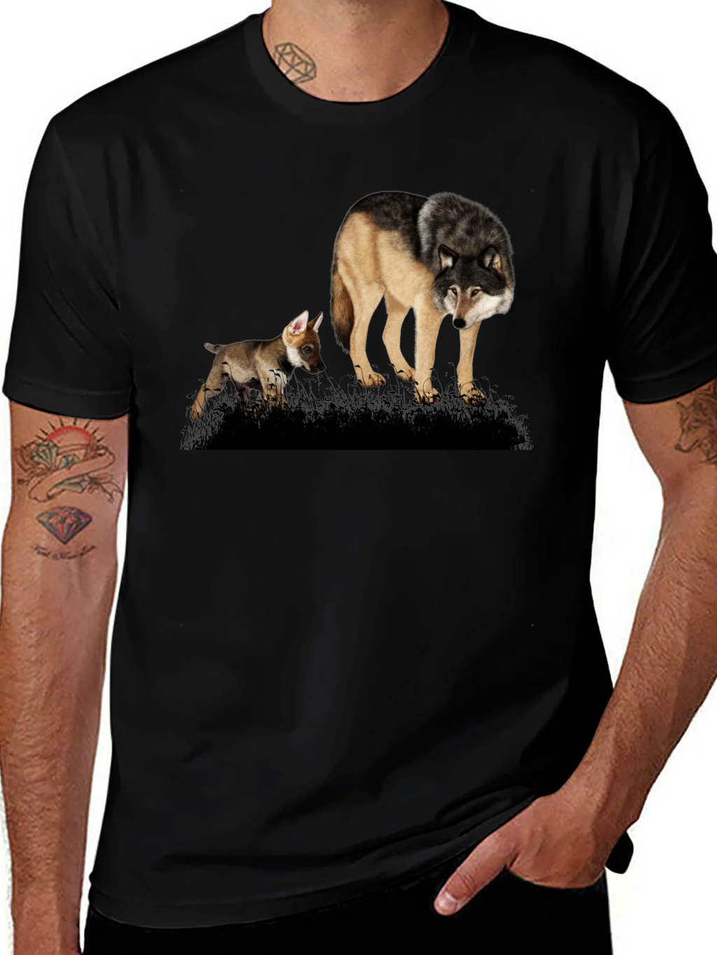 Wolf Pack T-Shirt: Black Graphic Tee