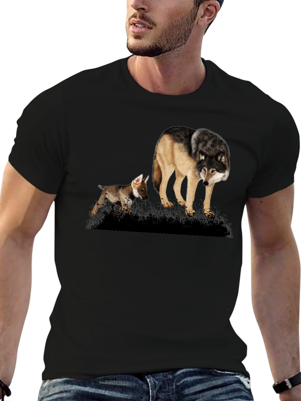 Wolf Pack T-Shirt: Black Graphic Tee