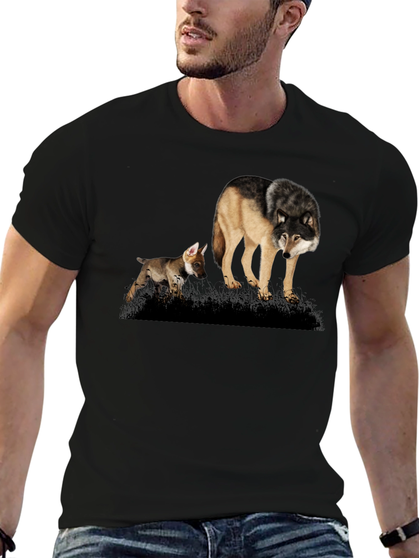 Wolf Pack T-Shirt: Black Graphic Tee