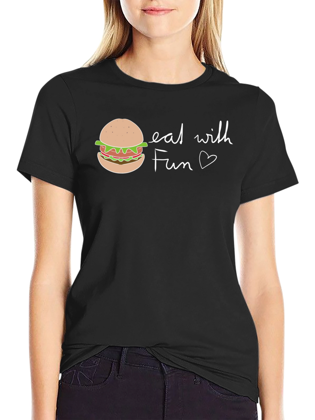 Eat with Fun Graphic Tee - Casual Black T-Shirt