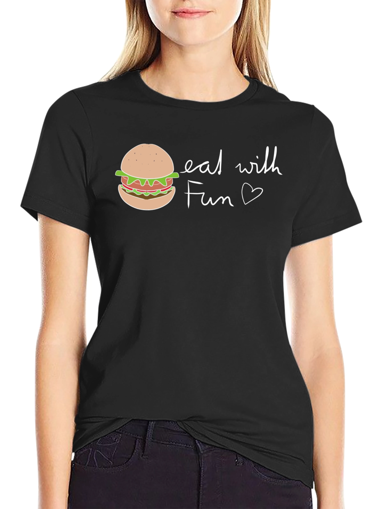 Eat with Fun Graphic Tee - Casual Black T-Shirt