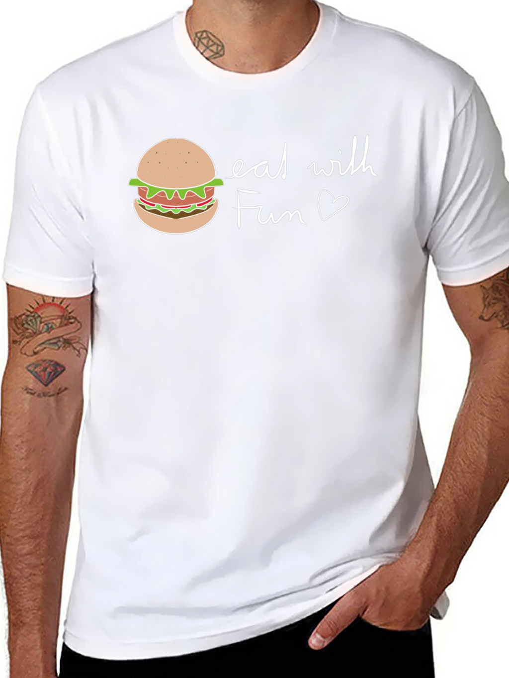 Eat with Fun Graphic Tee - Casual Black T-Shirt
