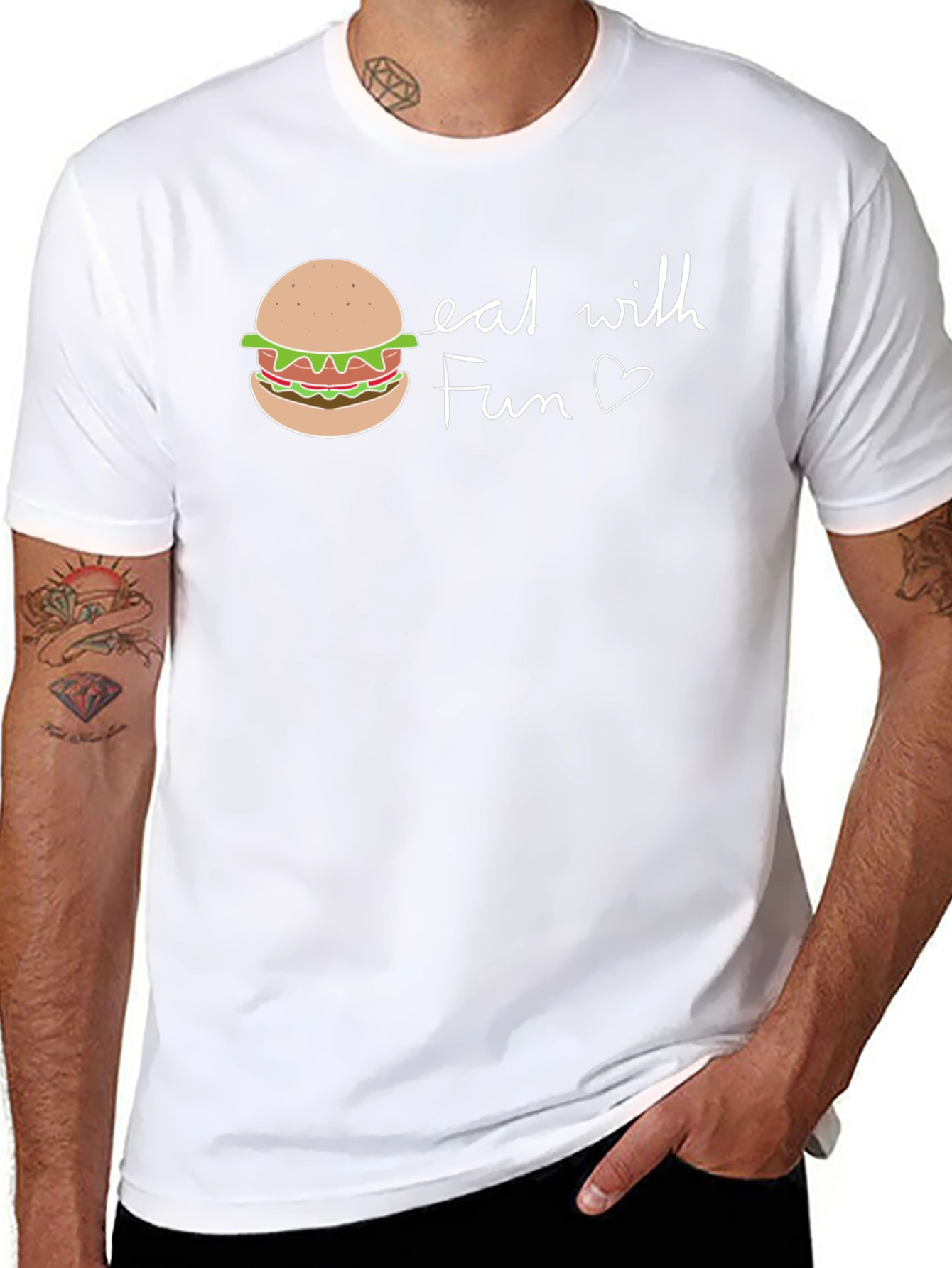 Eat with Fun Graphic Tee - Casual Black T-Shirt