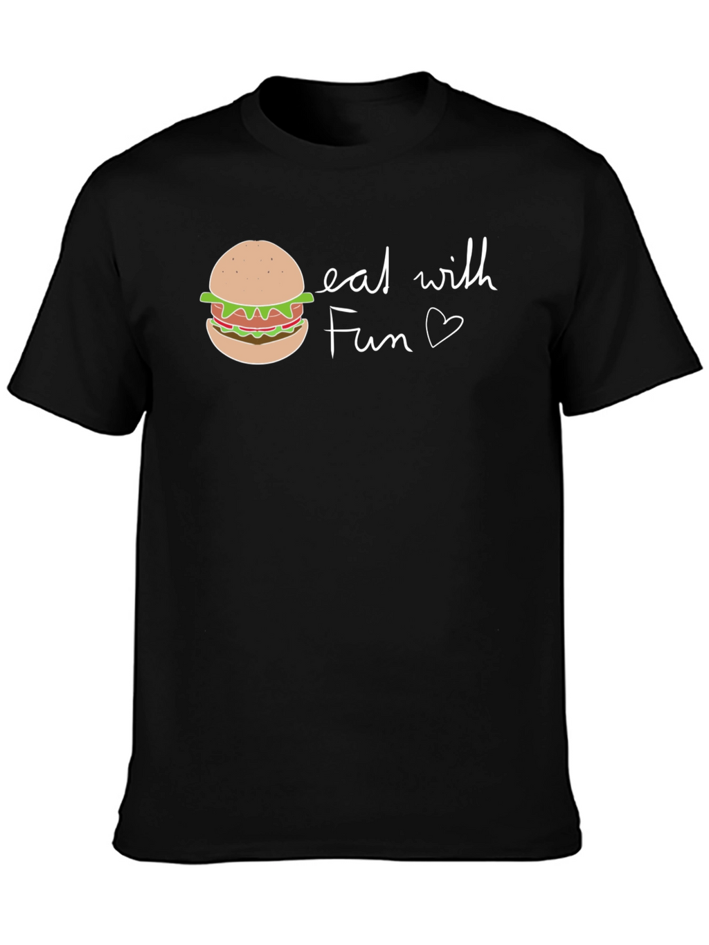 Eat with Fun Graphic Tee - Casual Black T-Shirt
