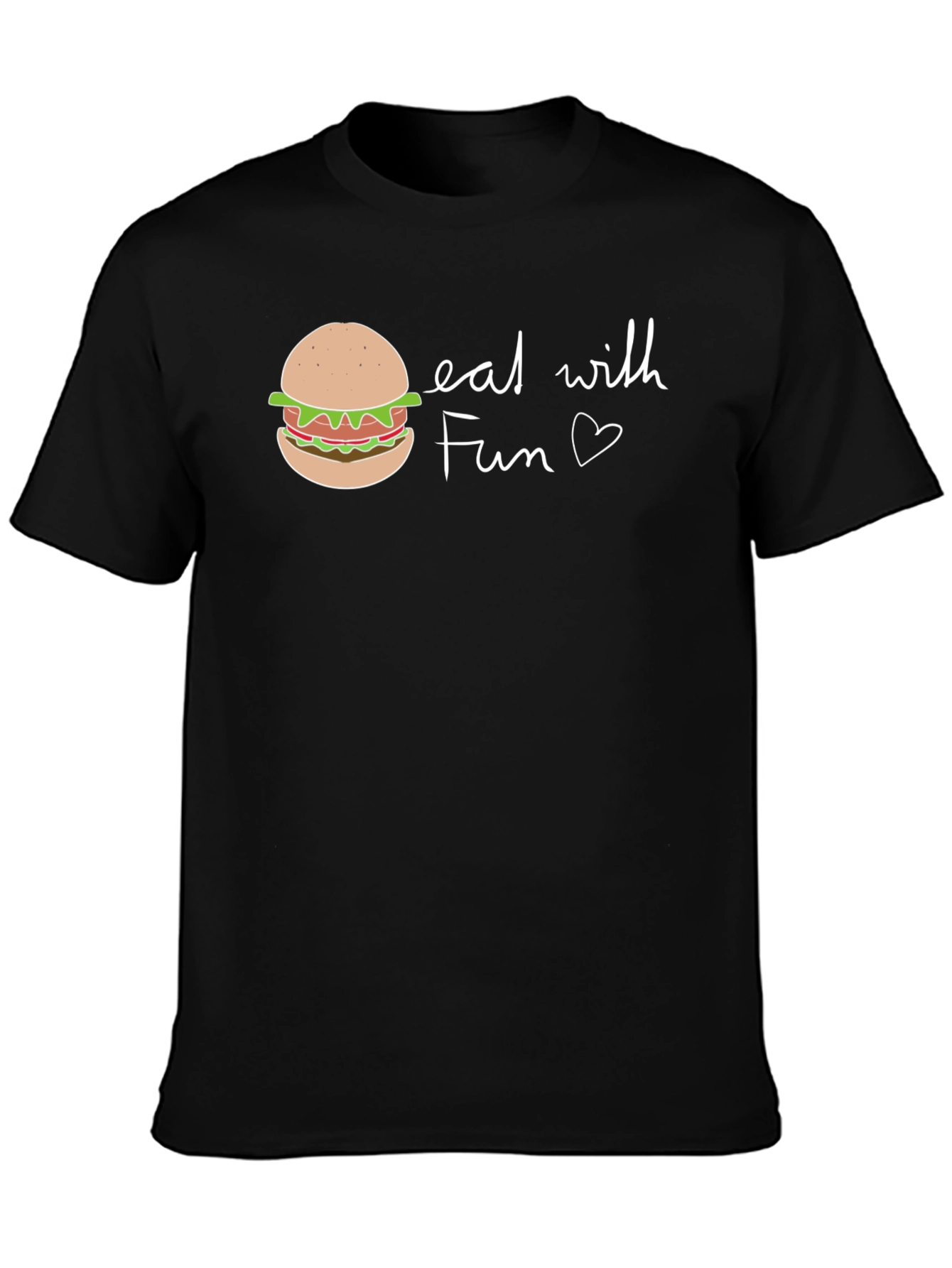 Eat with Fun Graphic Tee - Casual Black T-Shirt