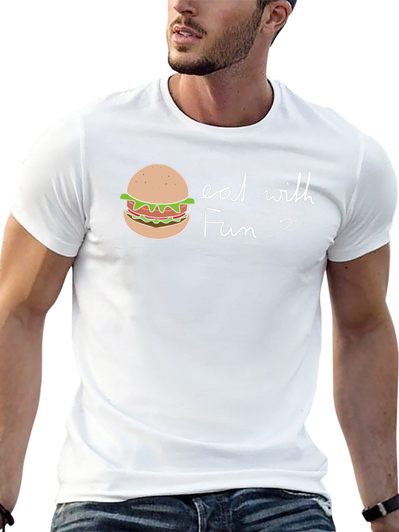 Eat with Fun Graphic Tee - Casual Black T-Shirt