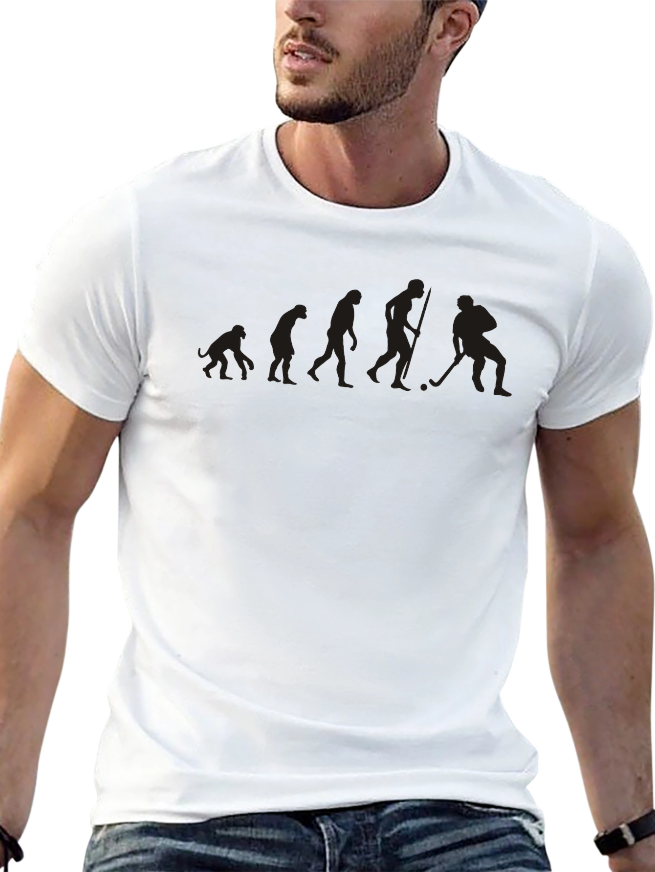 Hockey Evolution Graphic Tee - Black Cotton T-Shirt