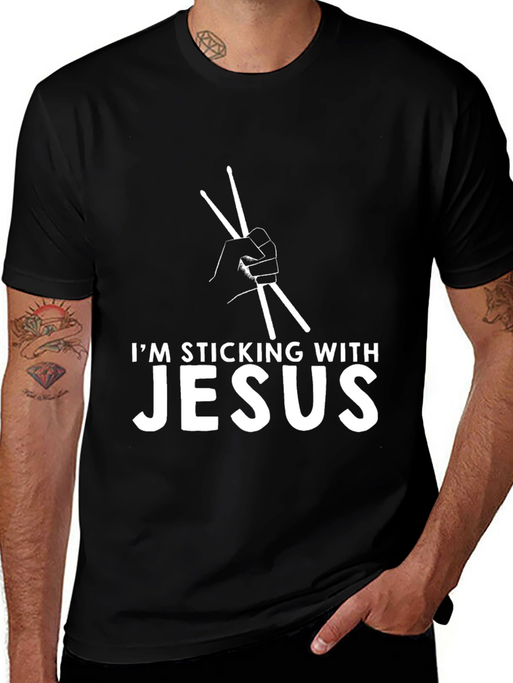 Im Sticking With Jesus Black T-Shirt