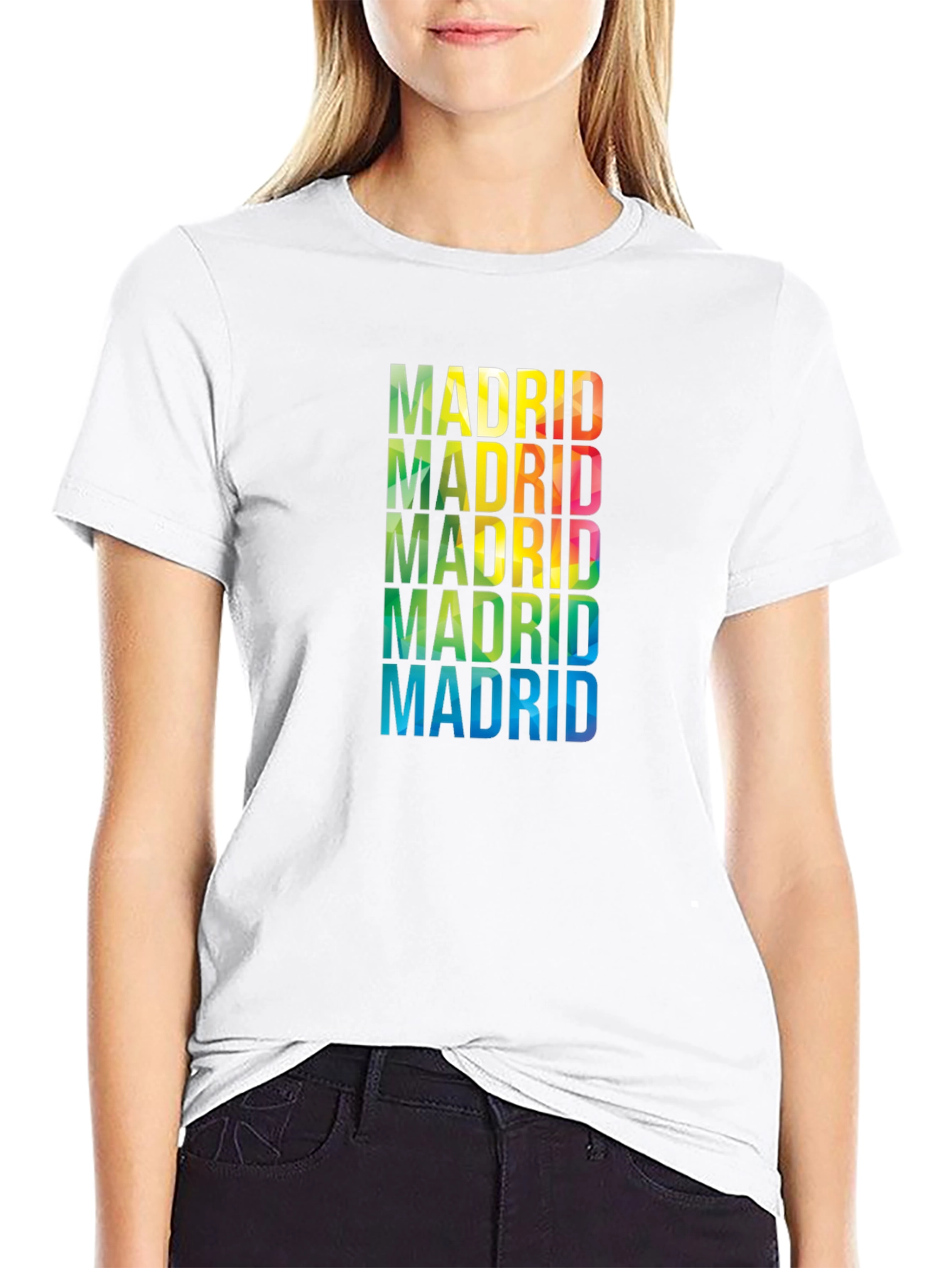 Madrid Rainbow Text Graphic Black T-Shirt