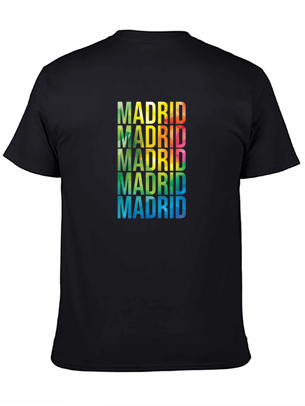 Madrid Rainbow Text Graphic Black T-Shirt
