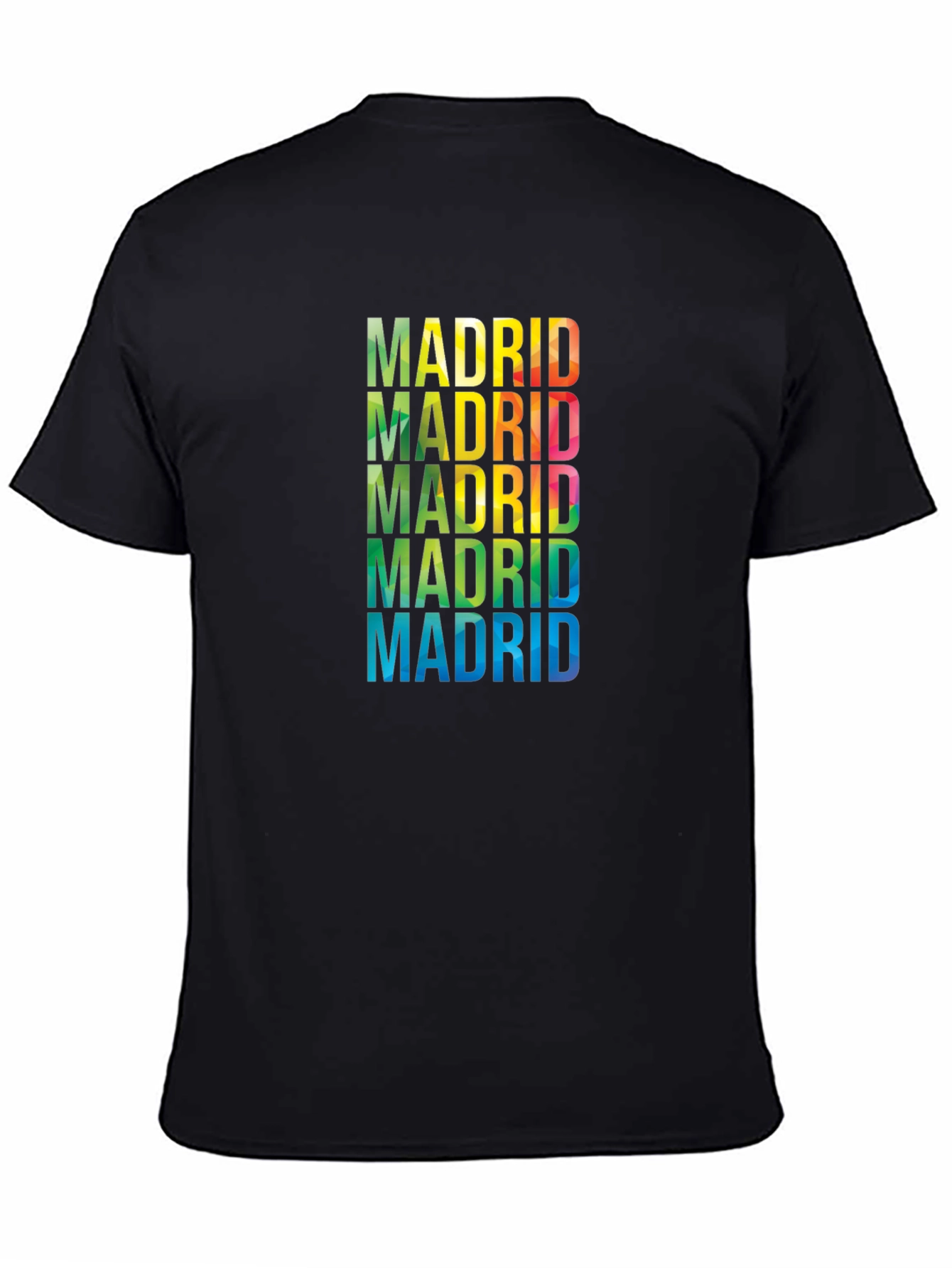 Madrid Rainbow Text Graphic Black T-Shirt