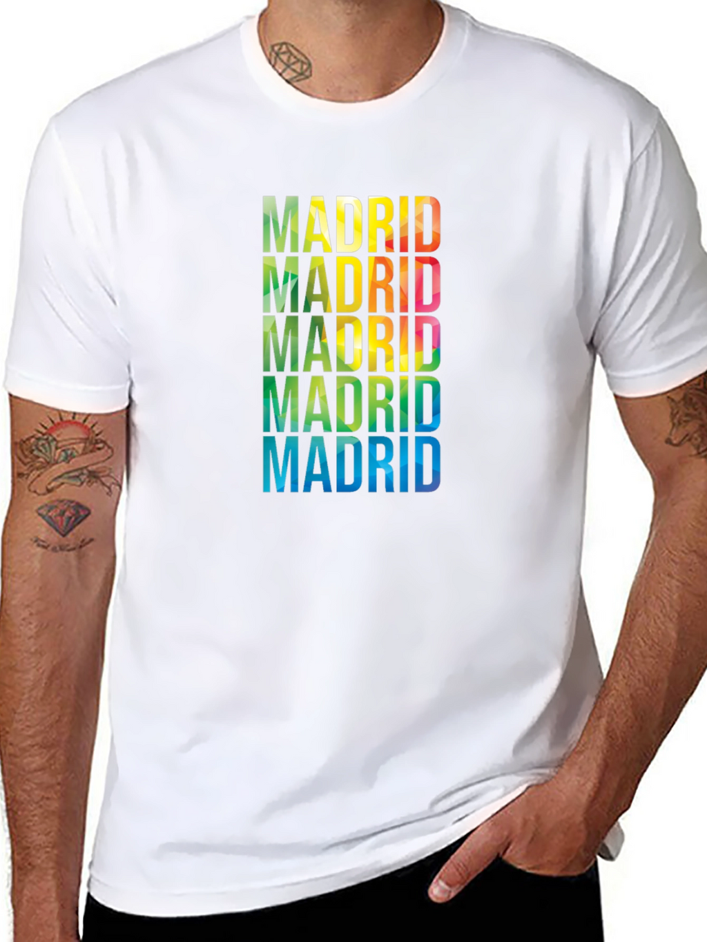 Madrid Rainbow Text Graphic Black T-Shirt