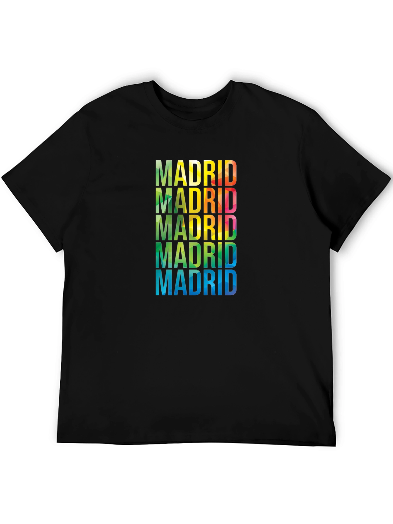 Madrid Rainbow Text Graphic Black T-Shirt