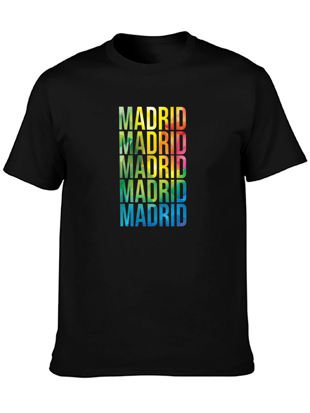 Madrid Rainbow Text Graphic Black T-Shirt