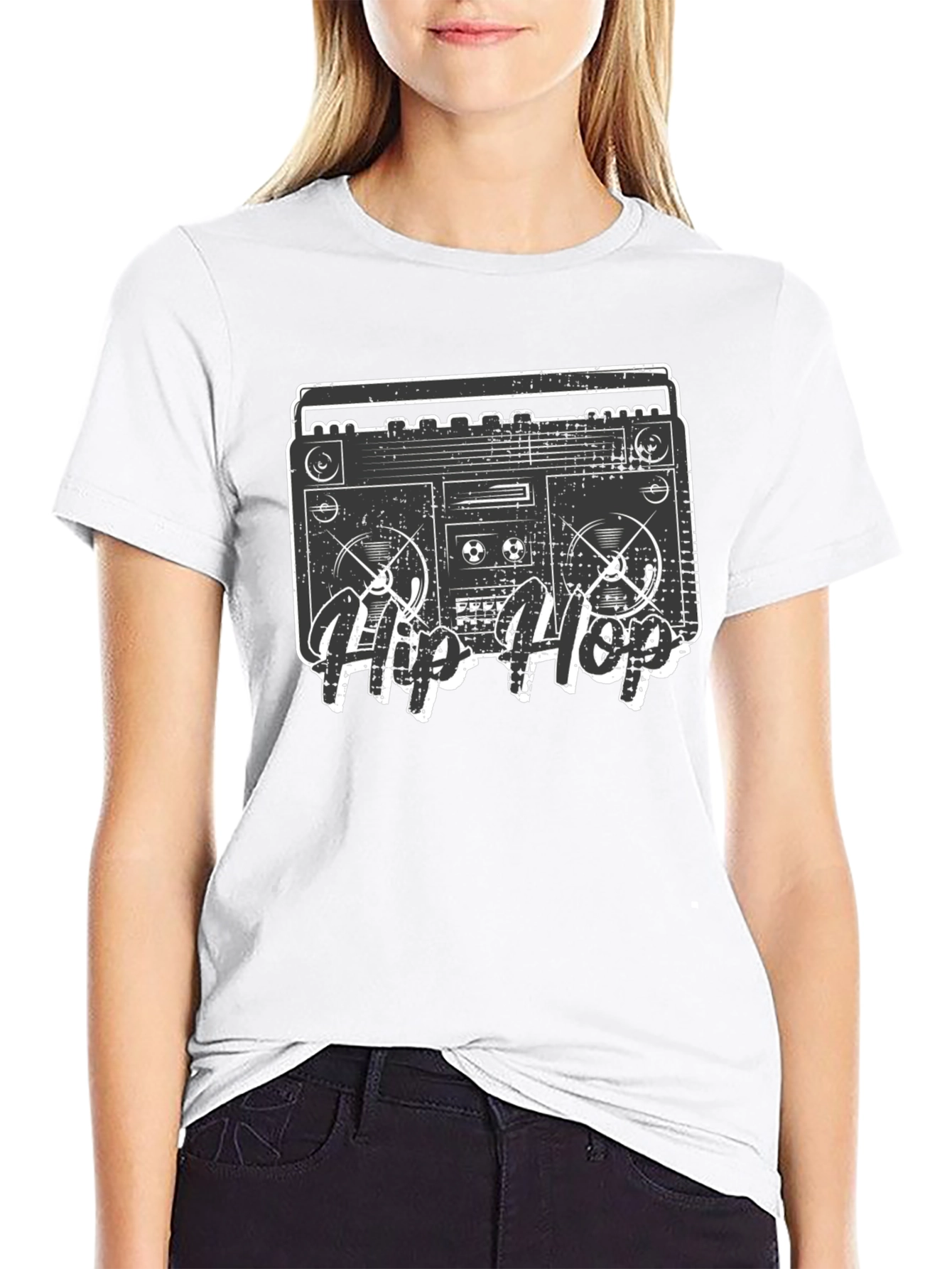 Retro Hip Hop Boombox Graphic T-Shirt