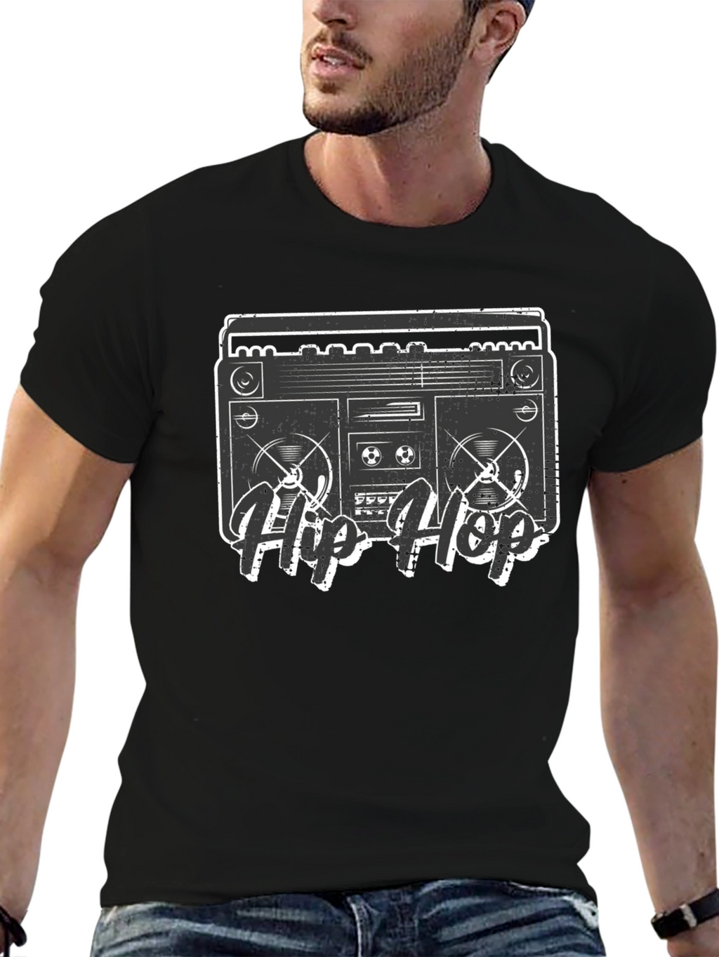 Retro Hip Hop Boombox Graphic T-Shirt