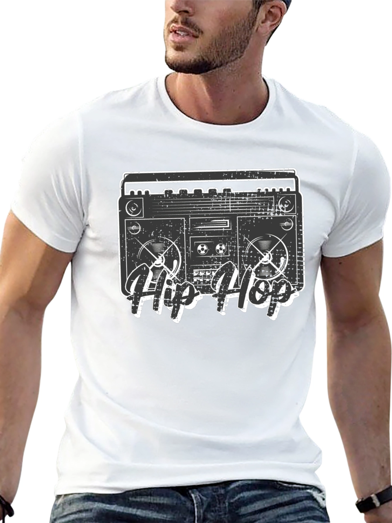 Retro Hip Hop Boombox Graphic T-Shirt