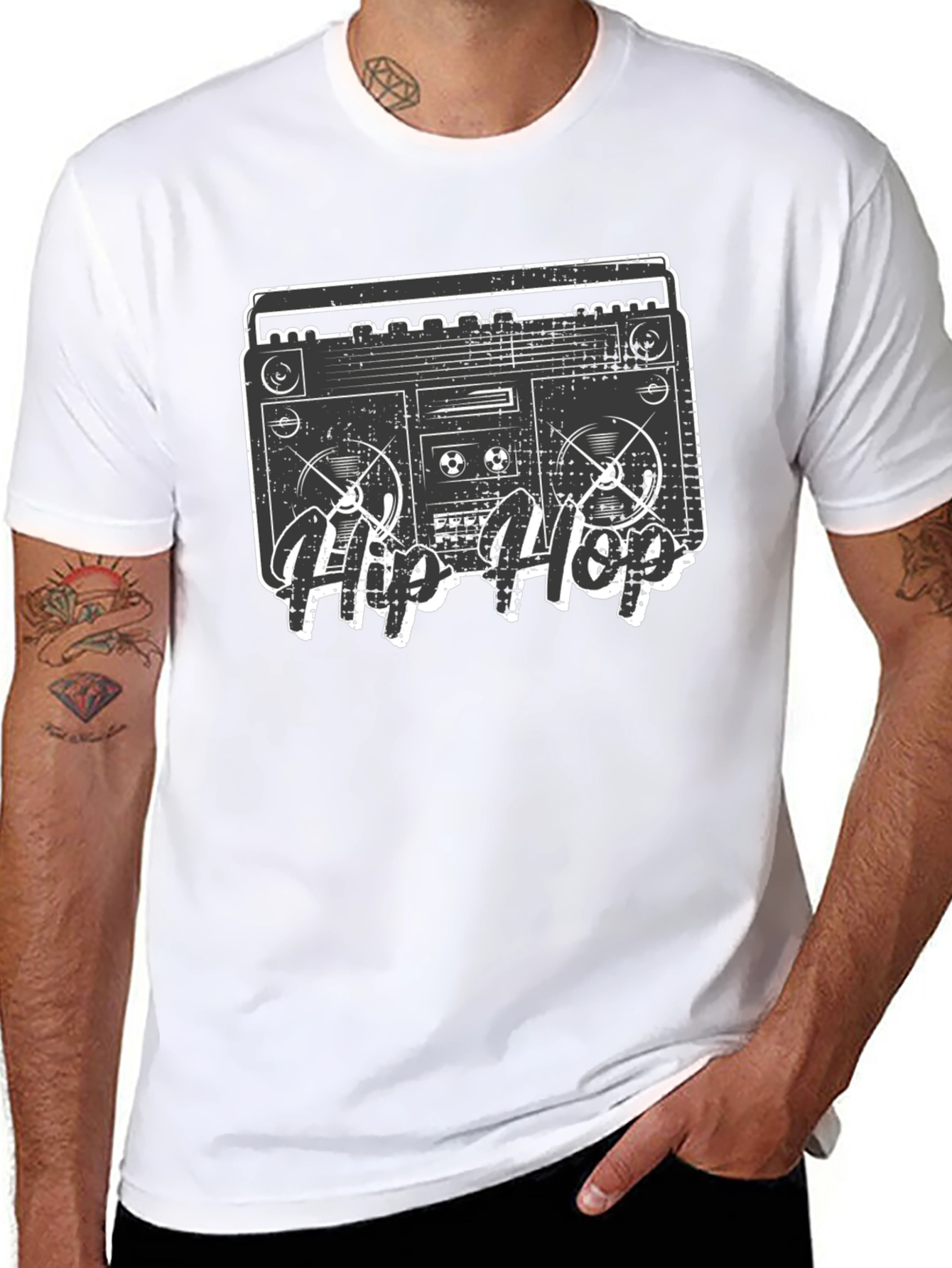 Retro Hip Hop Boombox Graphic T-Shirt