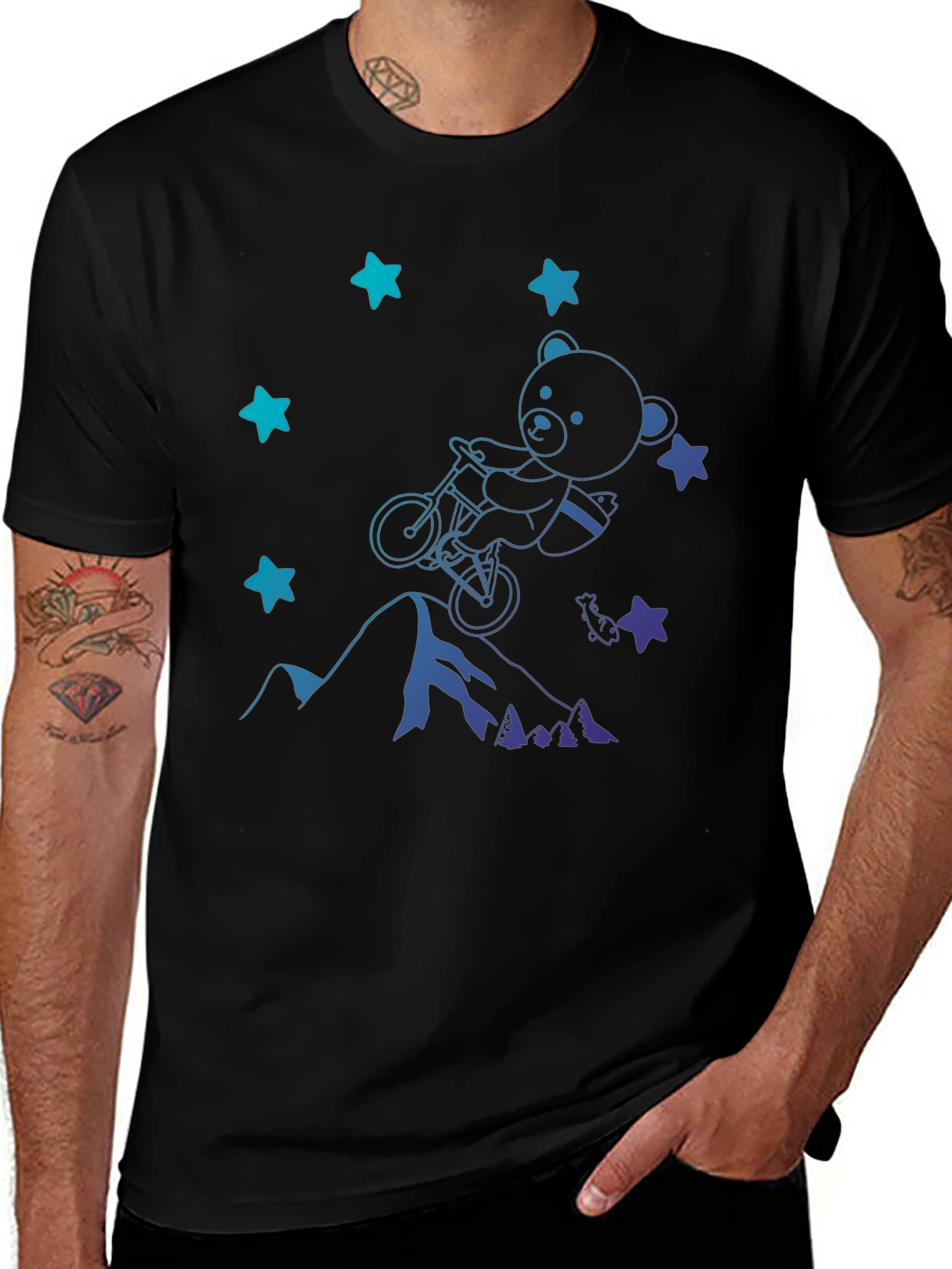 Bear on Bike T-Shirt - Mountain Adventure Tee