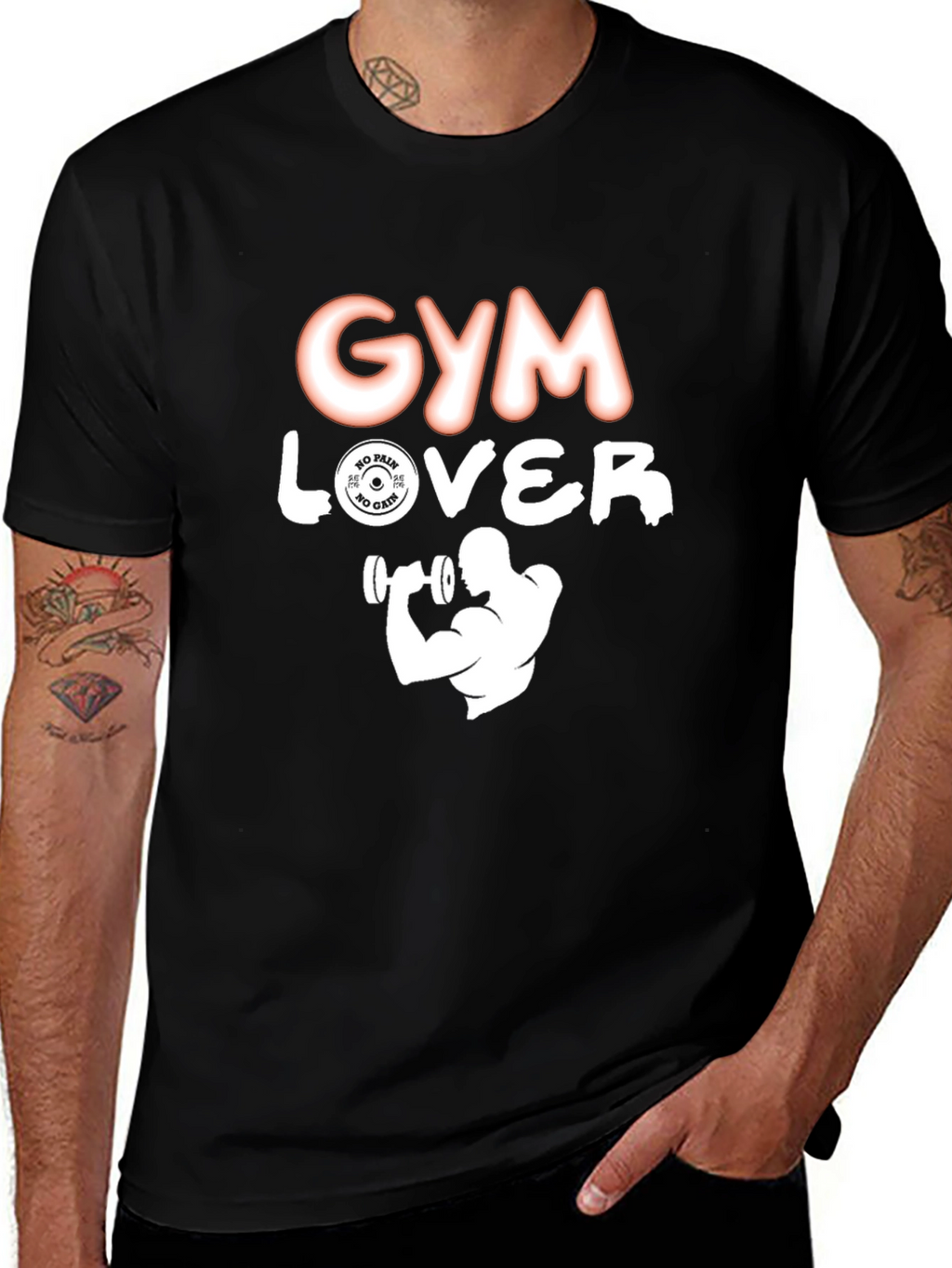 Gym Lover Graphic T-Shirt - Black