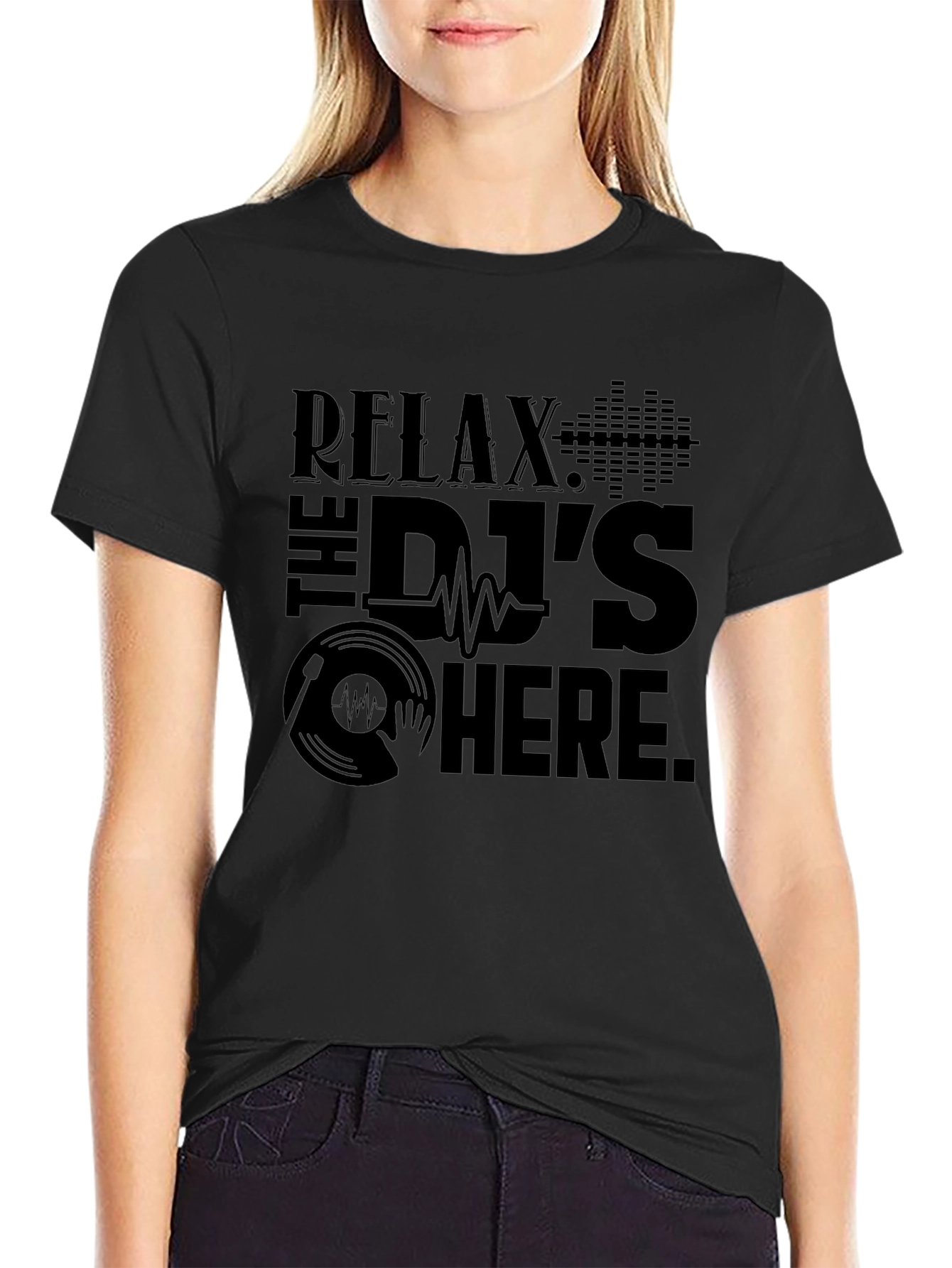 Relax The DJs Here Black Graphic T-Shirt