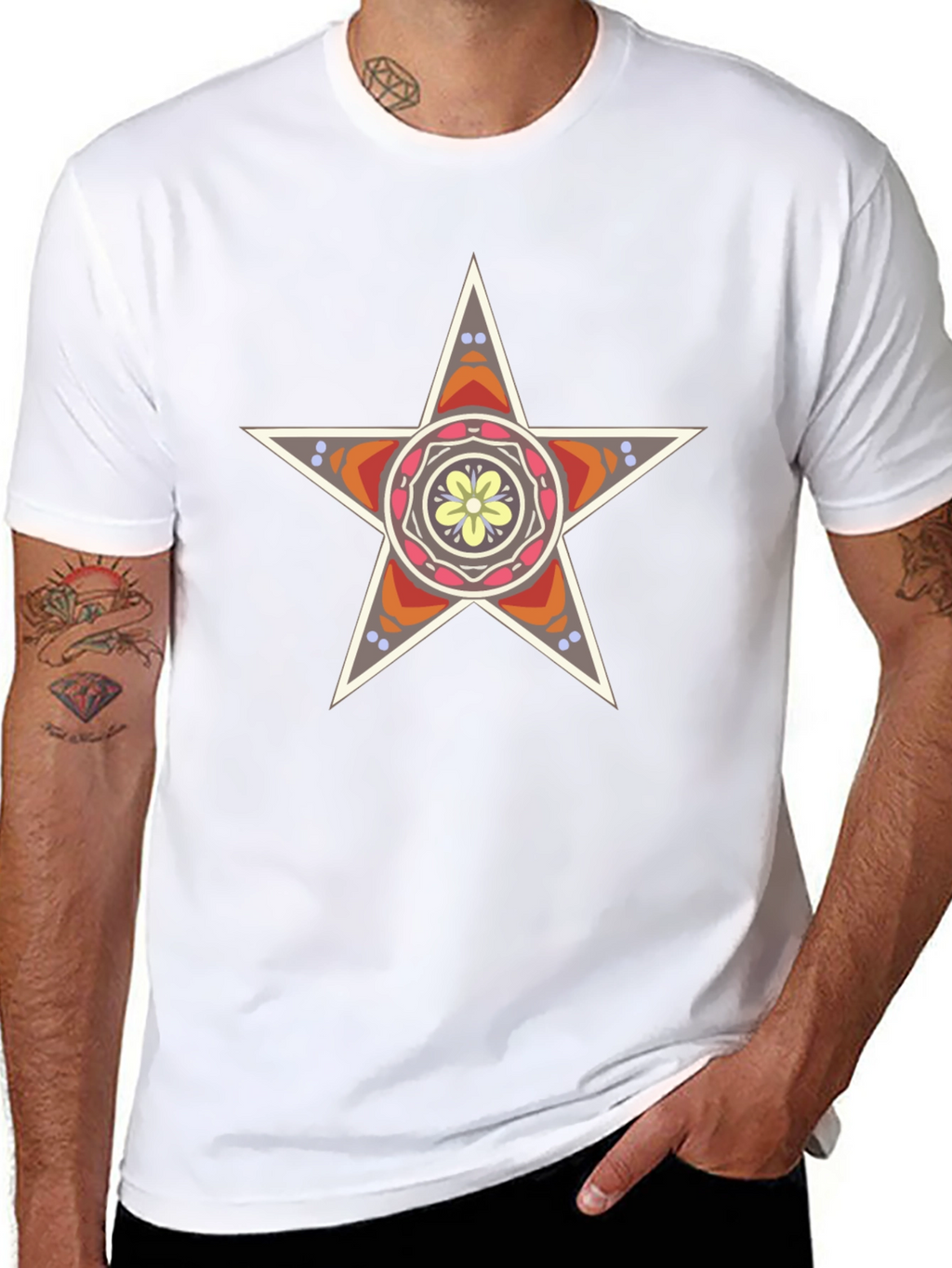 Star Mandala Graphic Black T-Shirt