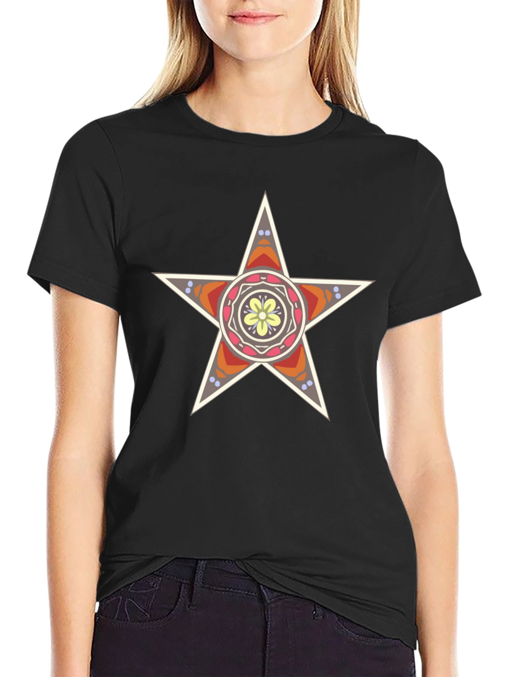 Star Mandala Graphic Black T-Shirt