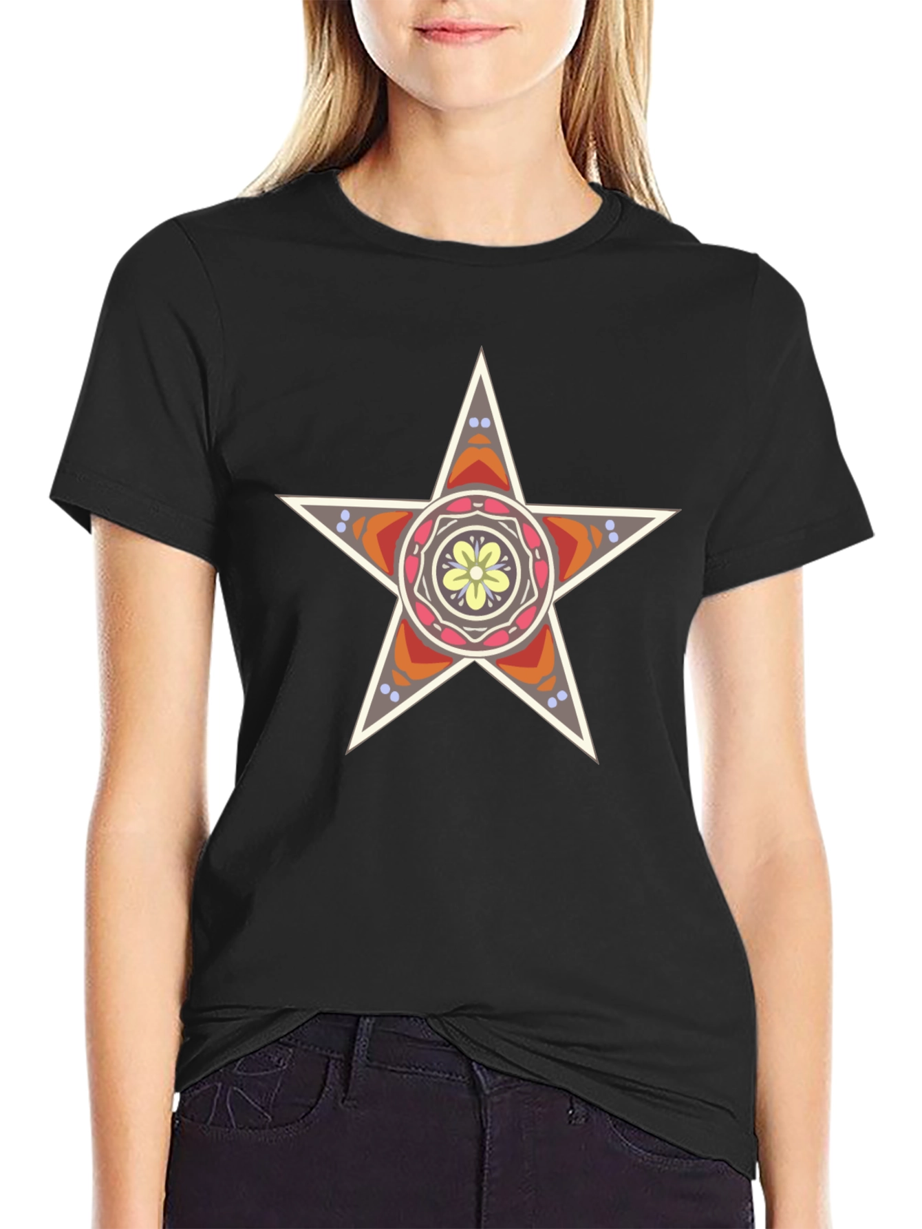Star Mandala Graphic Black T-Shirt
