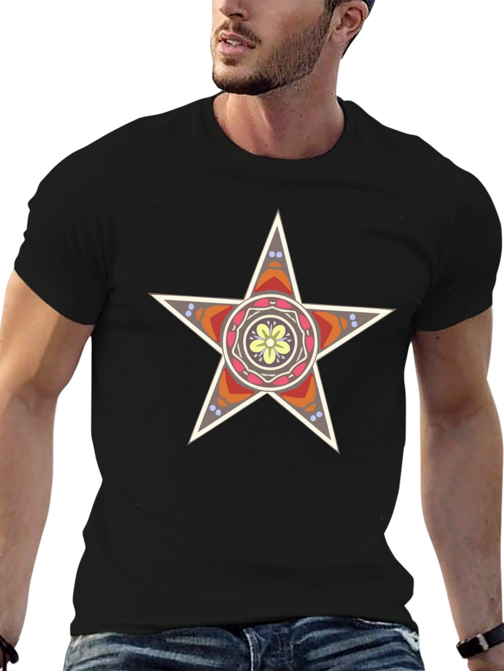 Star Mandala Graphic Black T-Shirt