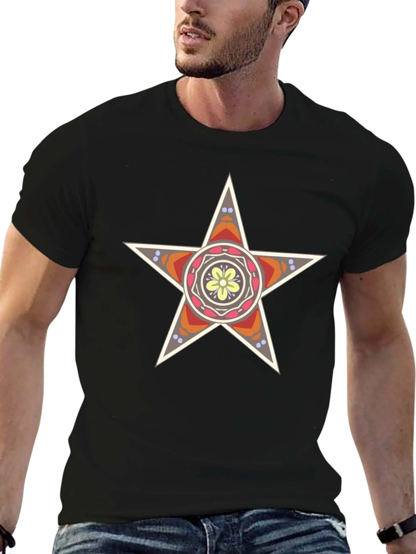 Star Mandala Graphic Black T-Shirt