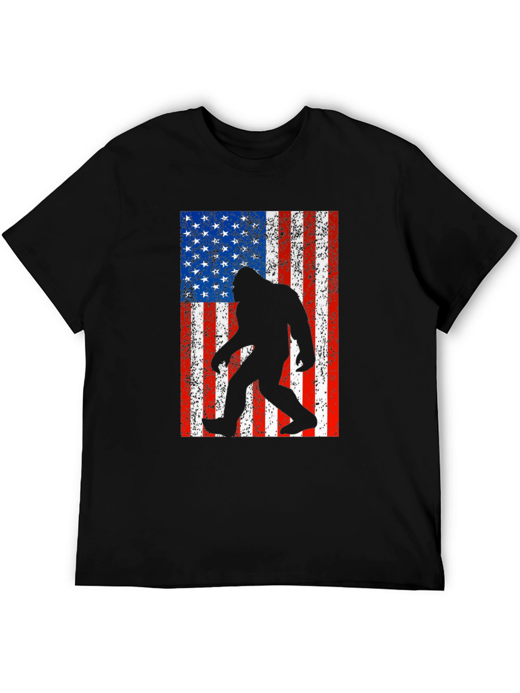 Sasquatch USA Flag Black T-Shirt