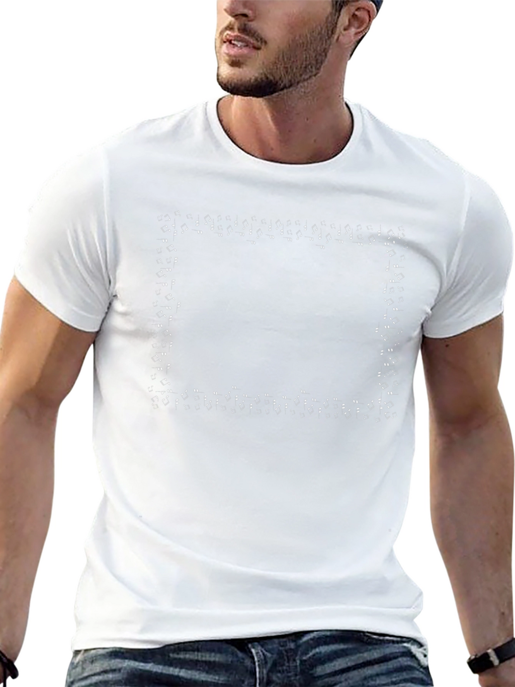 Modern Black Tee with Unique Graphic Border