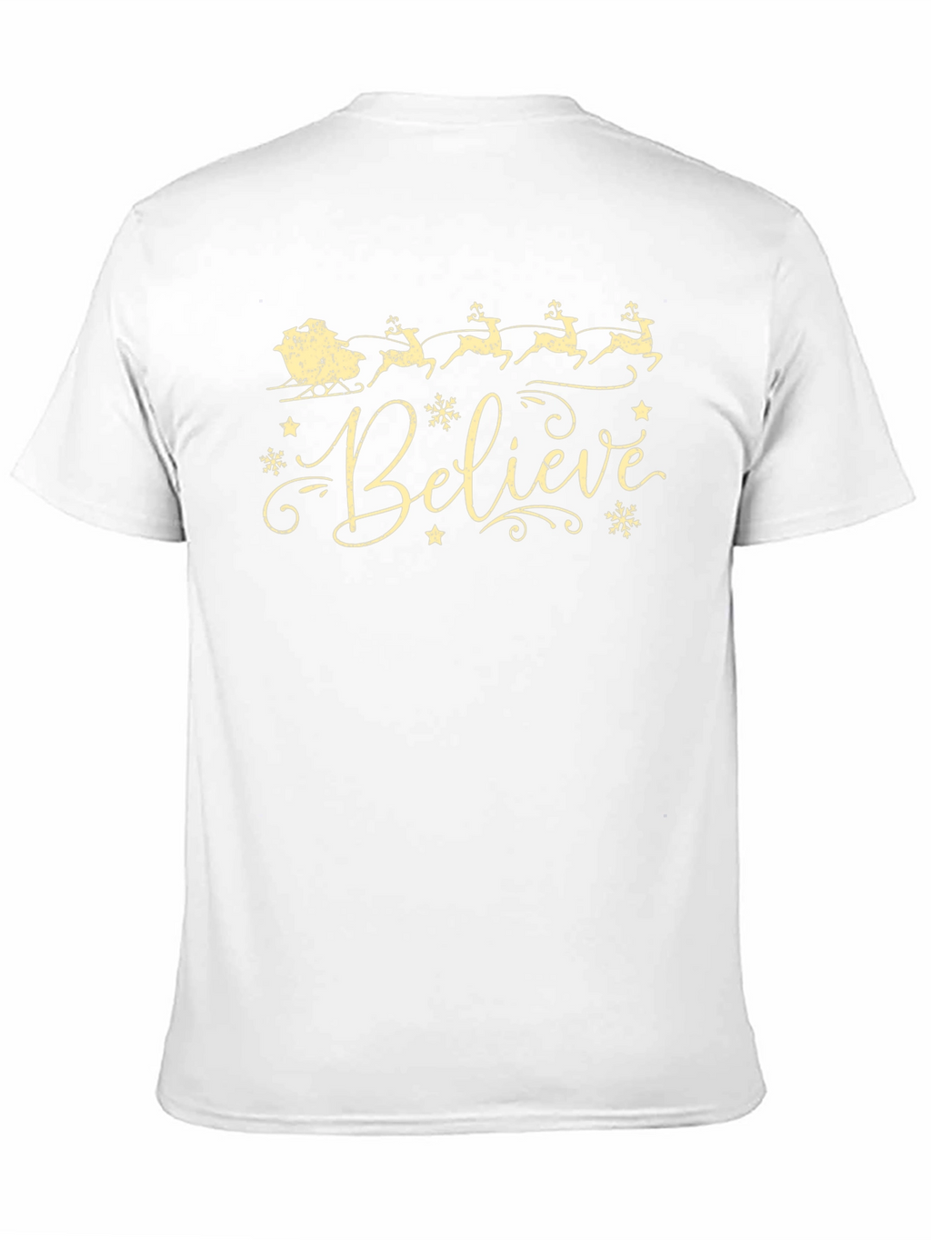Believe Christmas T-Shirt Reindeer Santa Sleigh Holiday Tee