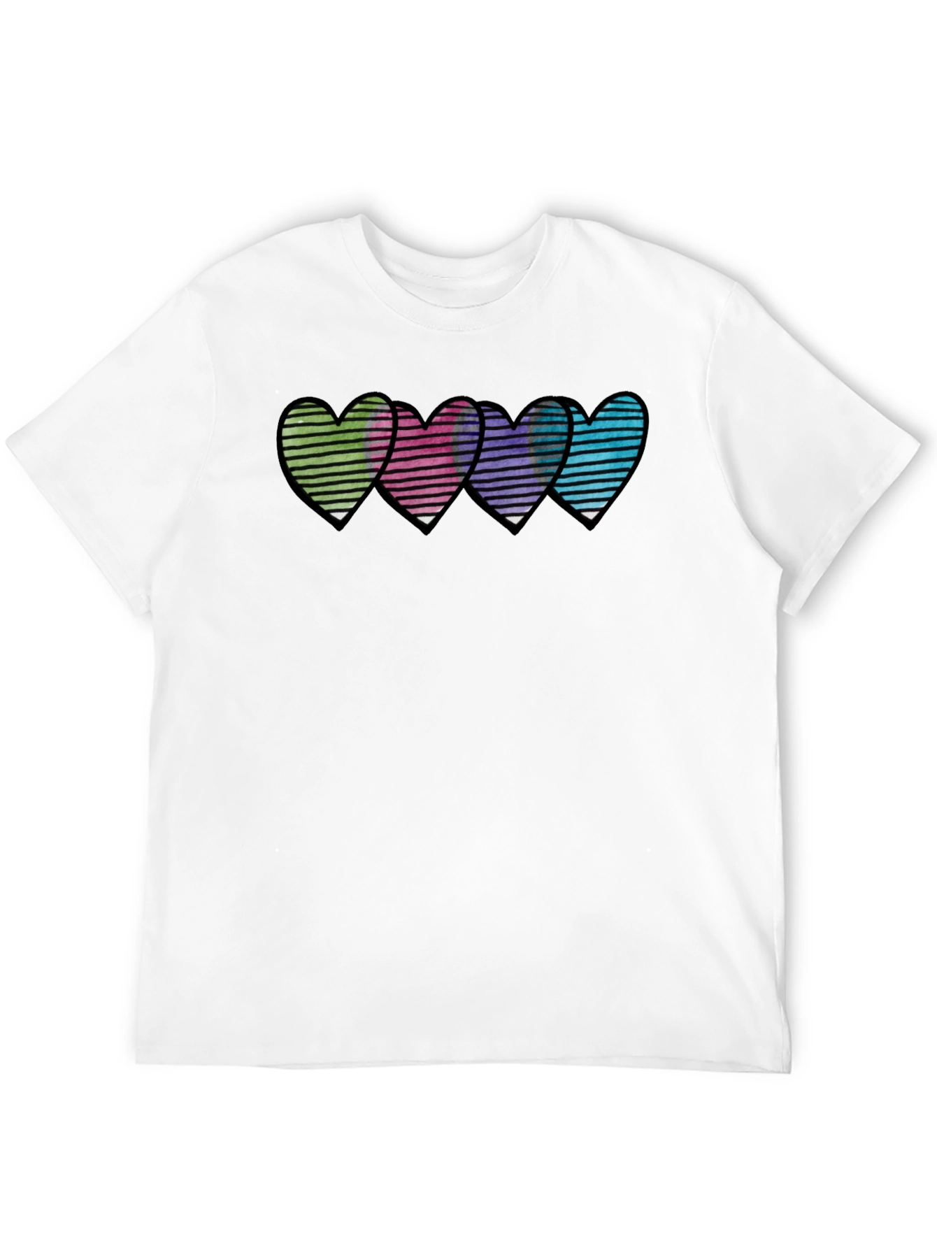 Heart Stripe Graphic Print Mens T-Shirt