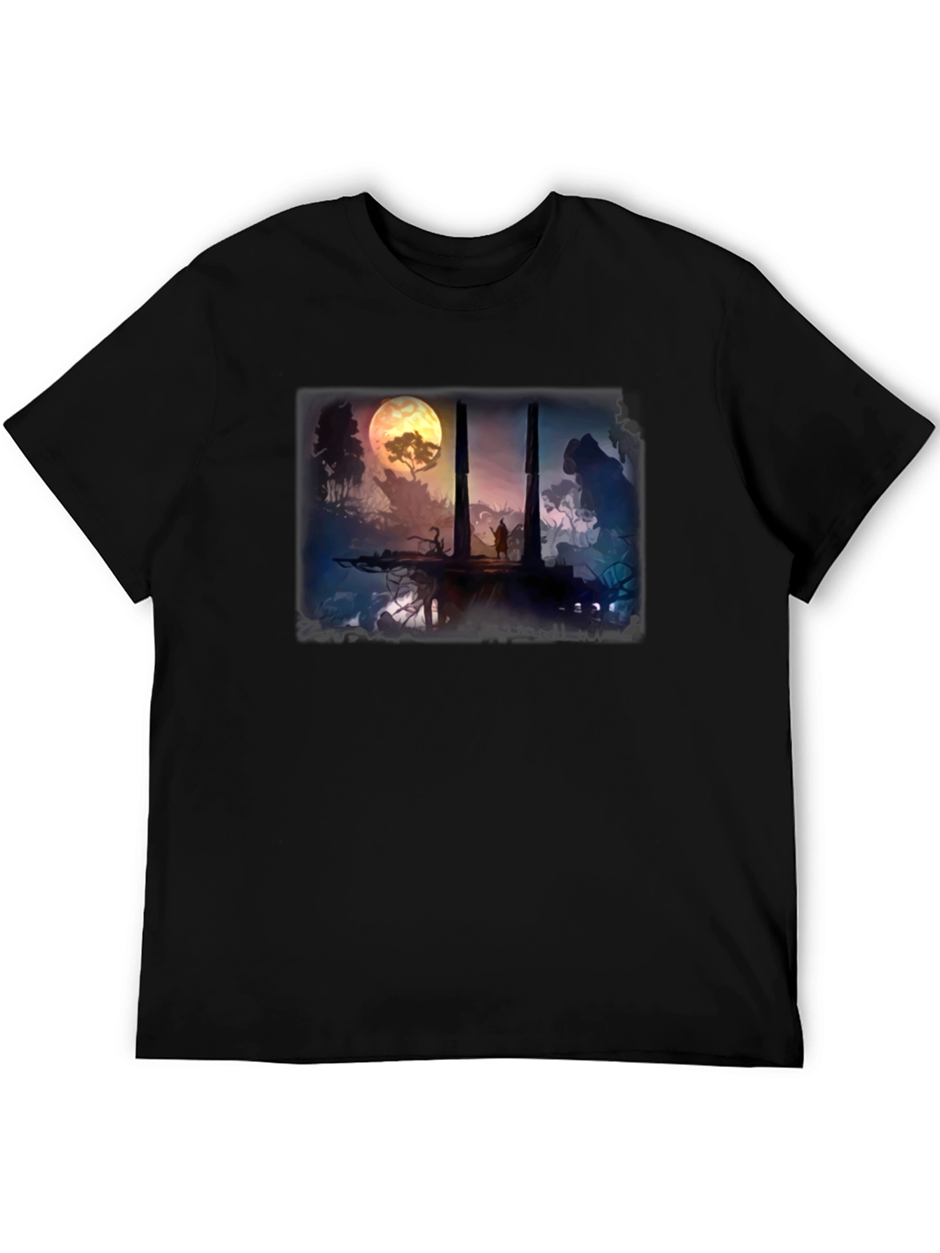 Fantasy Landscape Black T-Shirt