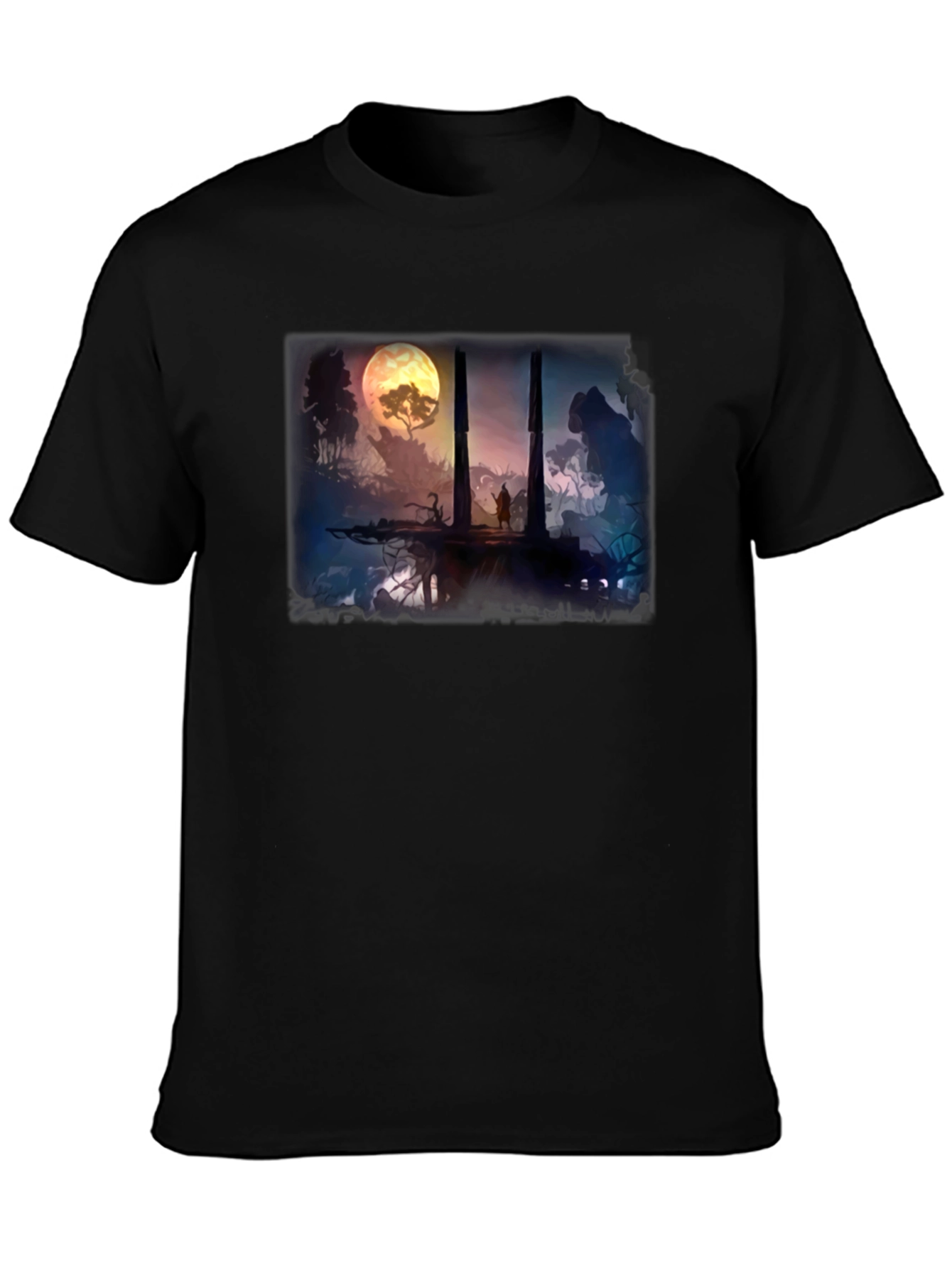 Fantasy Landscape Black T-Shirt