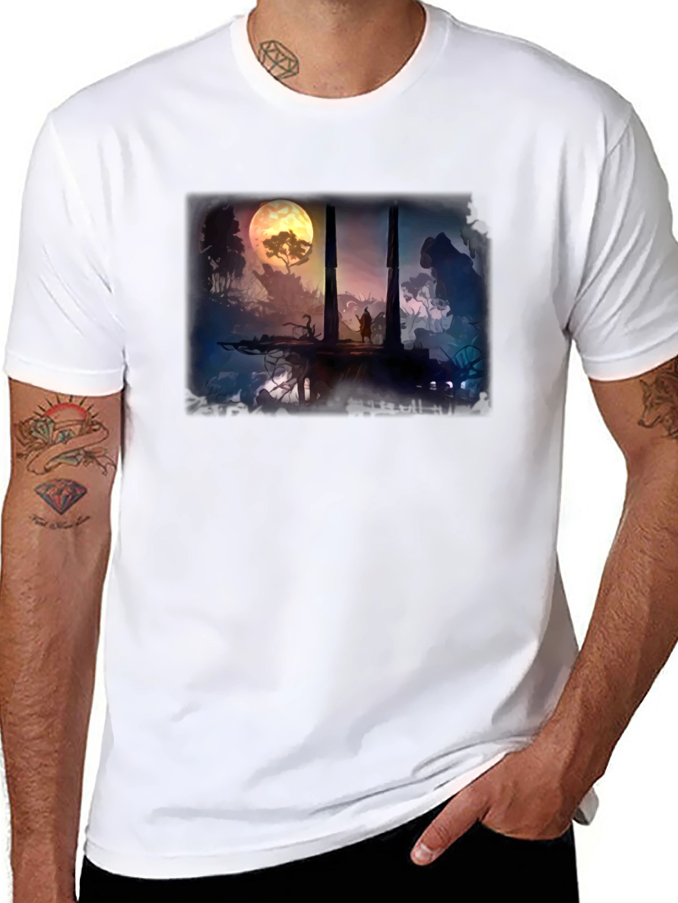 Fantasy Landscape Black T-Shirt