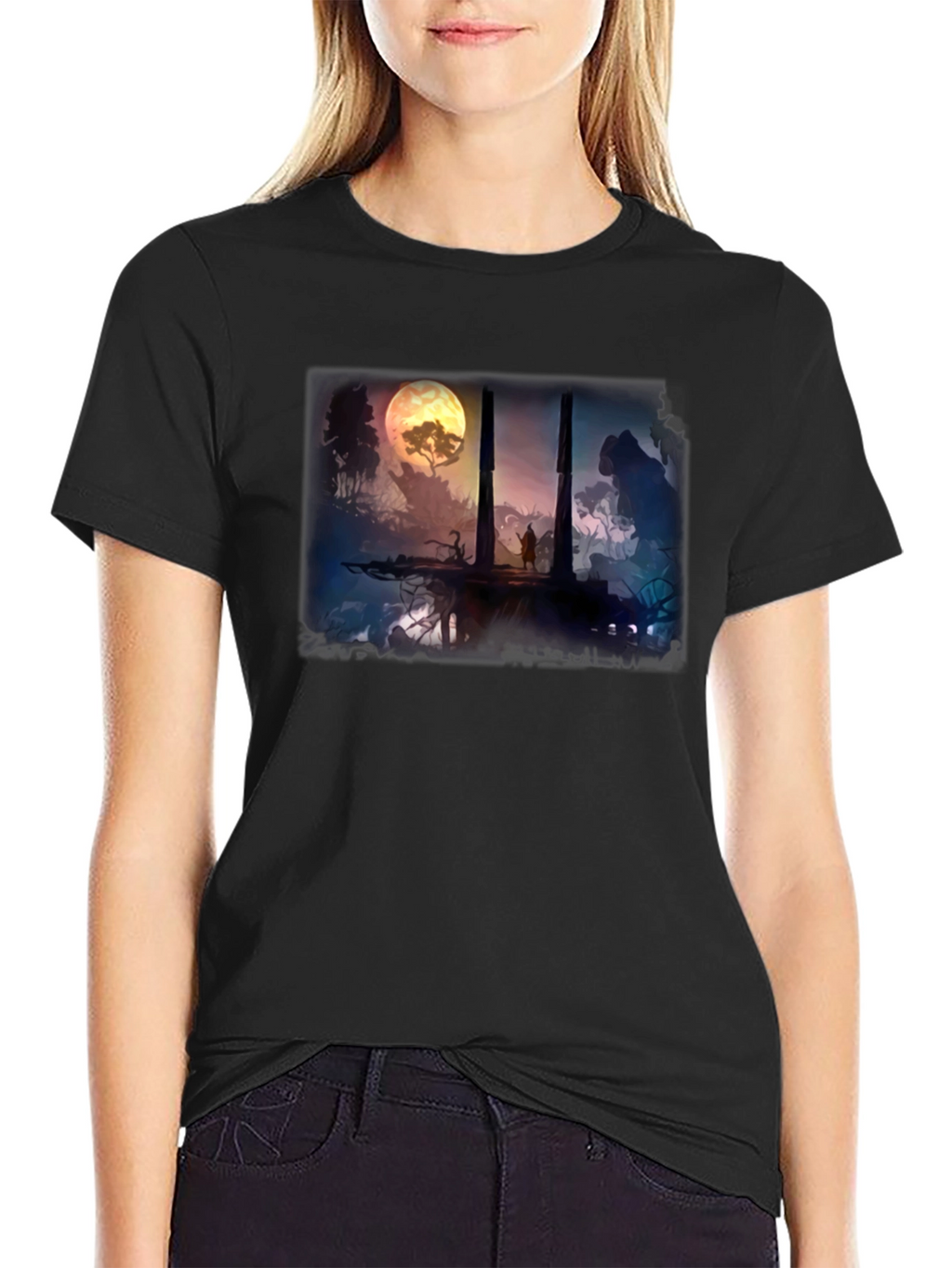Fantasy Landscape Black T-Shirt