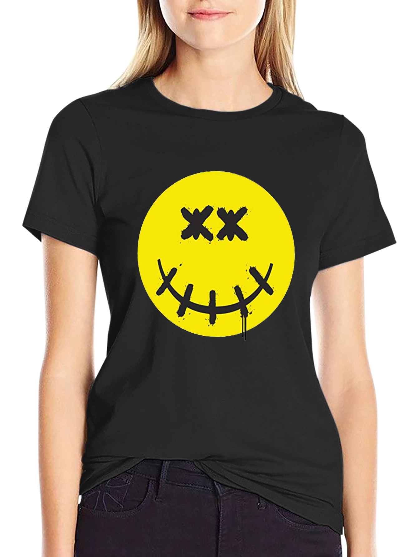 Smiley Face Graphic Print T-Shirt