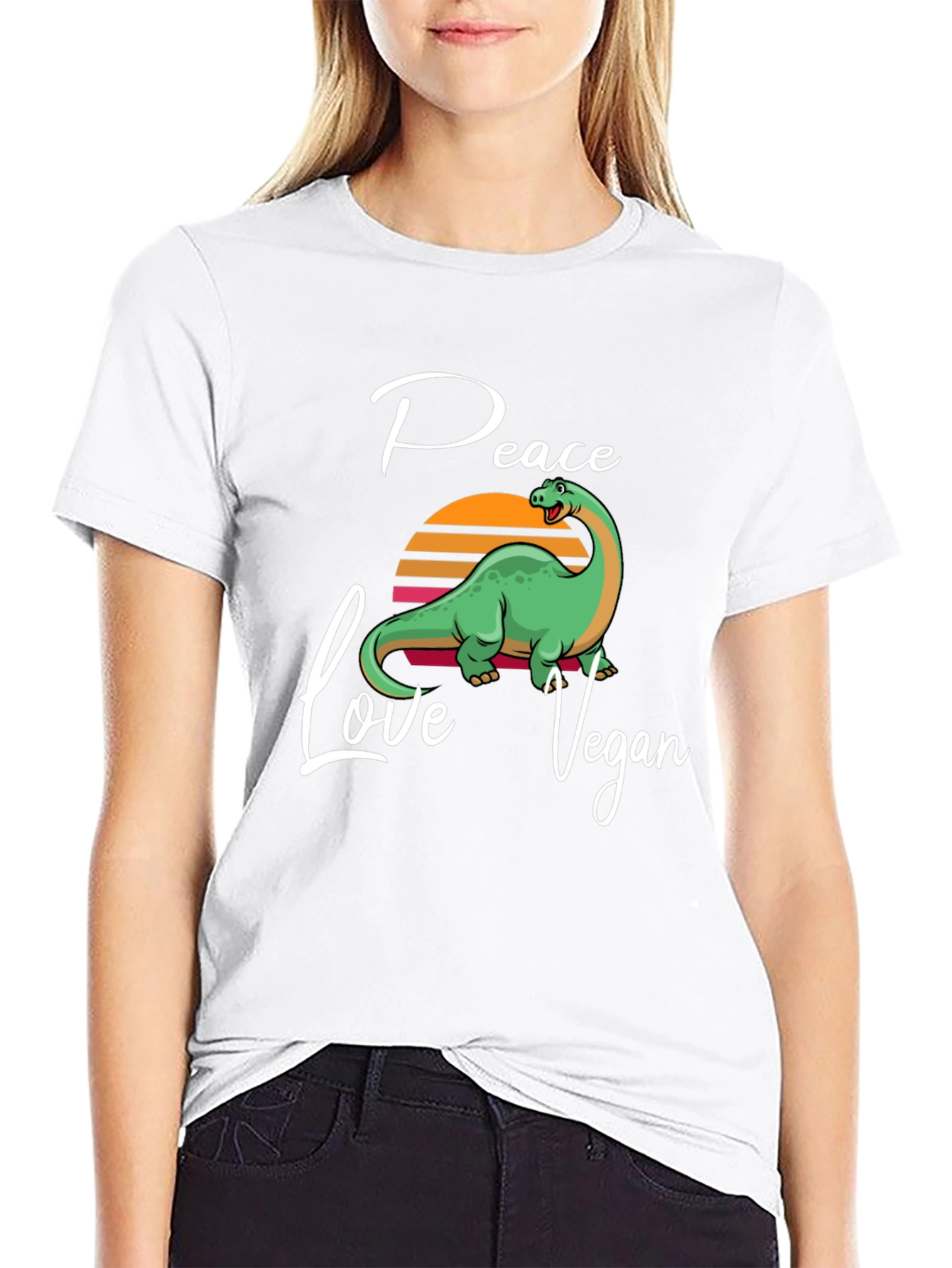 Peace Love Vegan Dinosaur T-Shirt