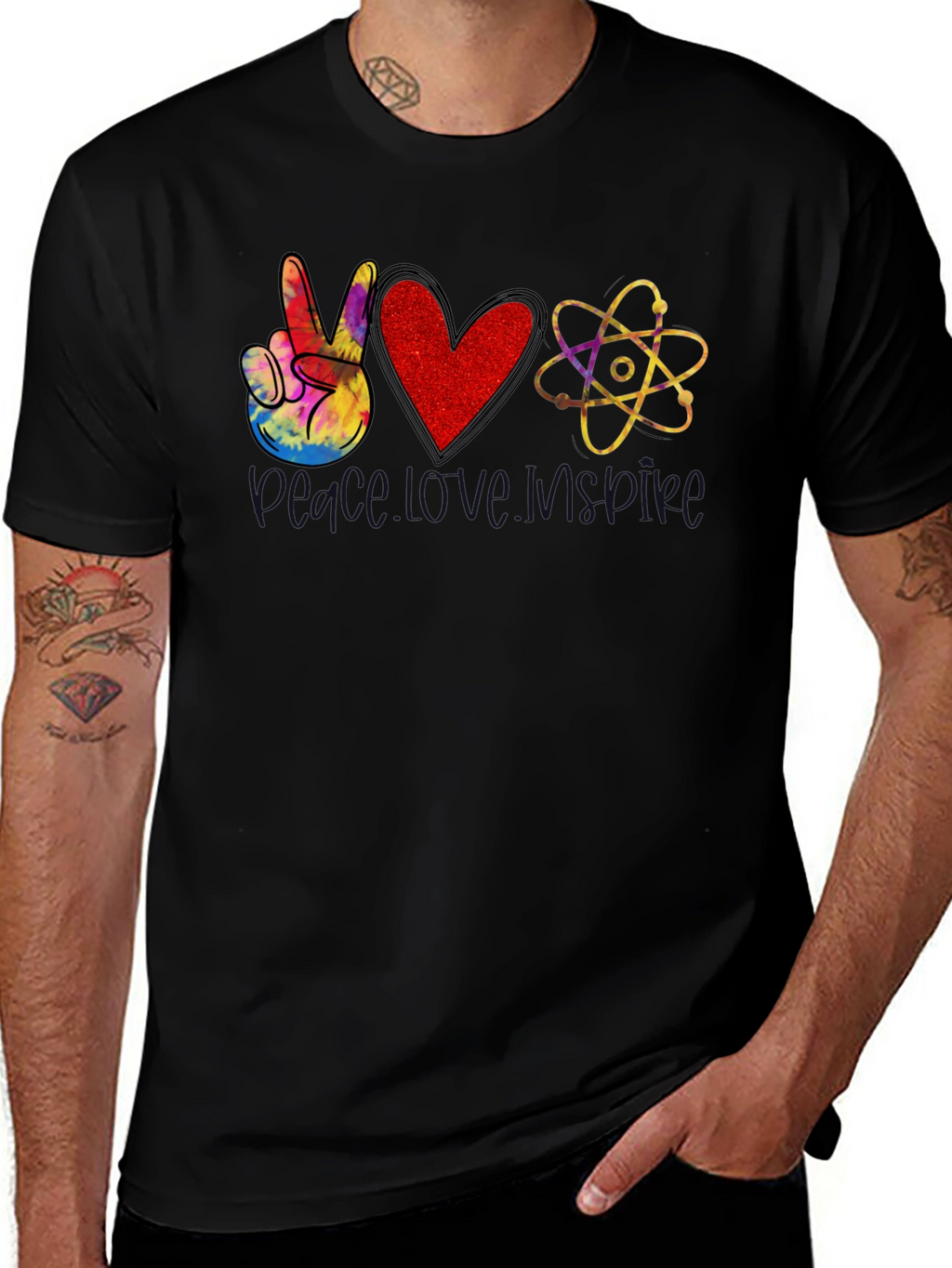 Peace Love Science Black T-Shirt