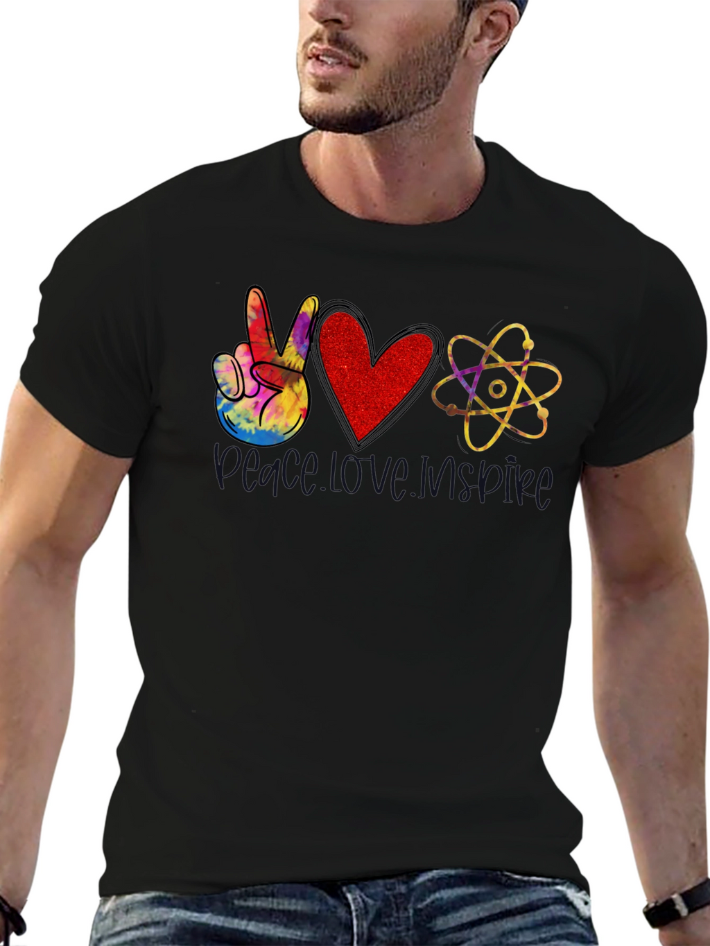 Peace Love Science Black T-Shirt