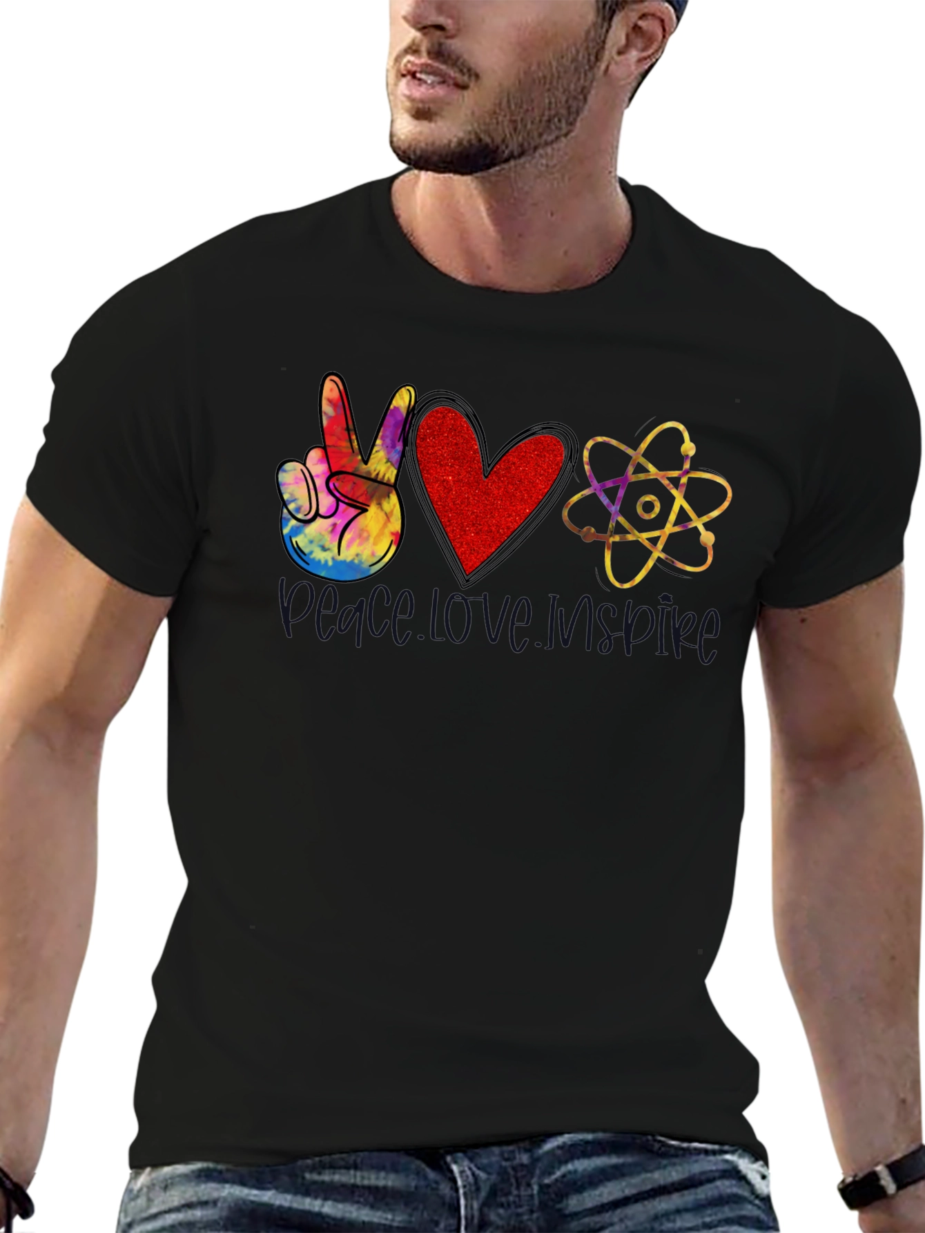 Peace Love Science Black T-Shirt