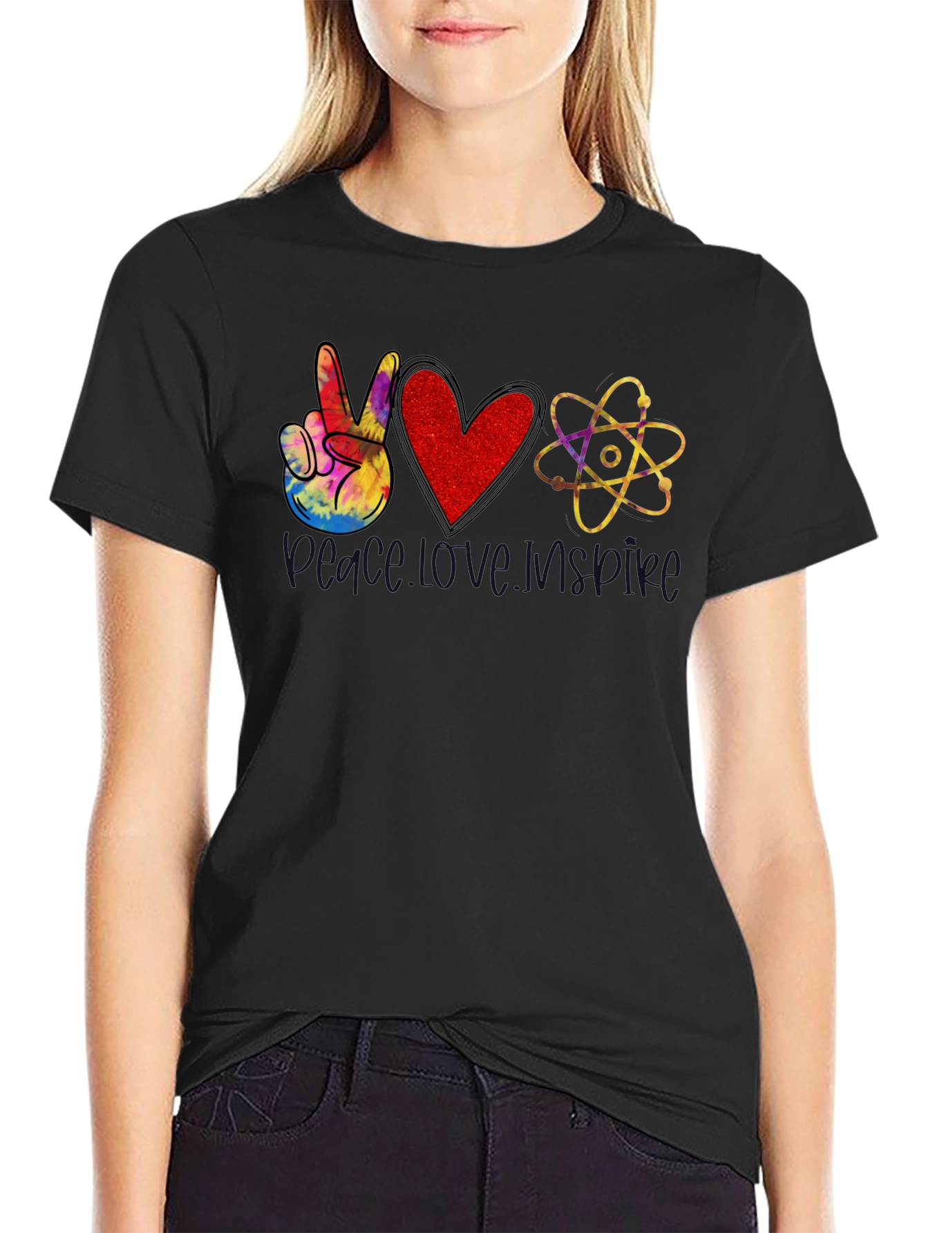 Peace Love Science Black T-Shirt