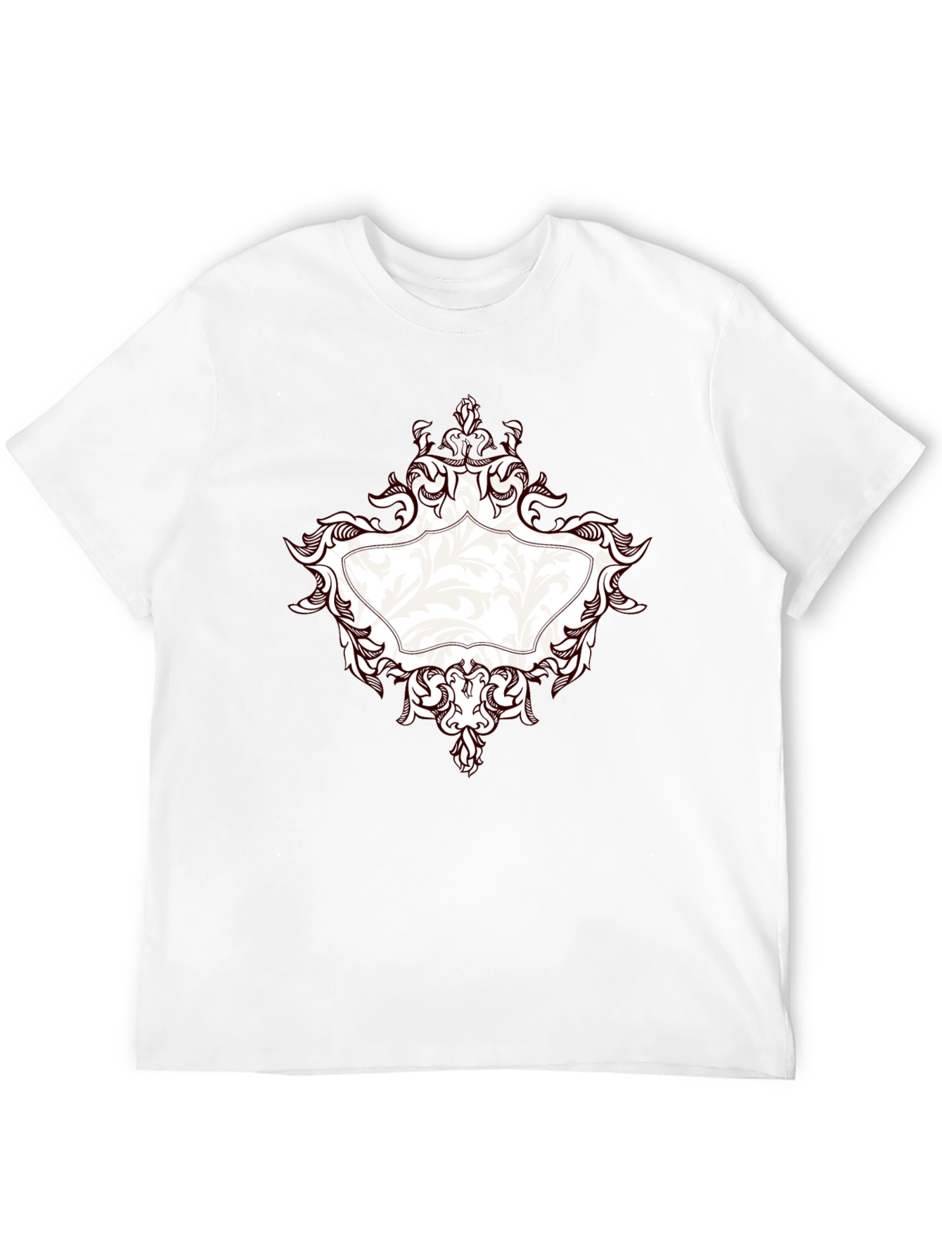 Elegant Black T-Shirt with Ornate Frame Design