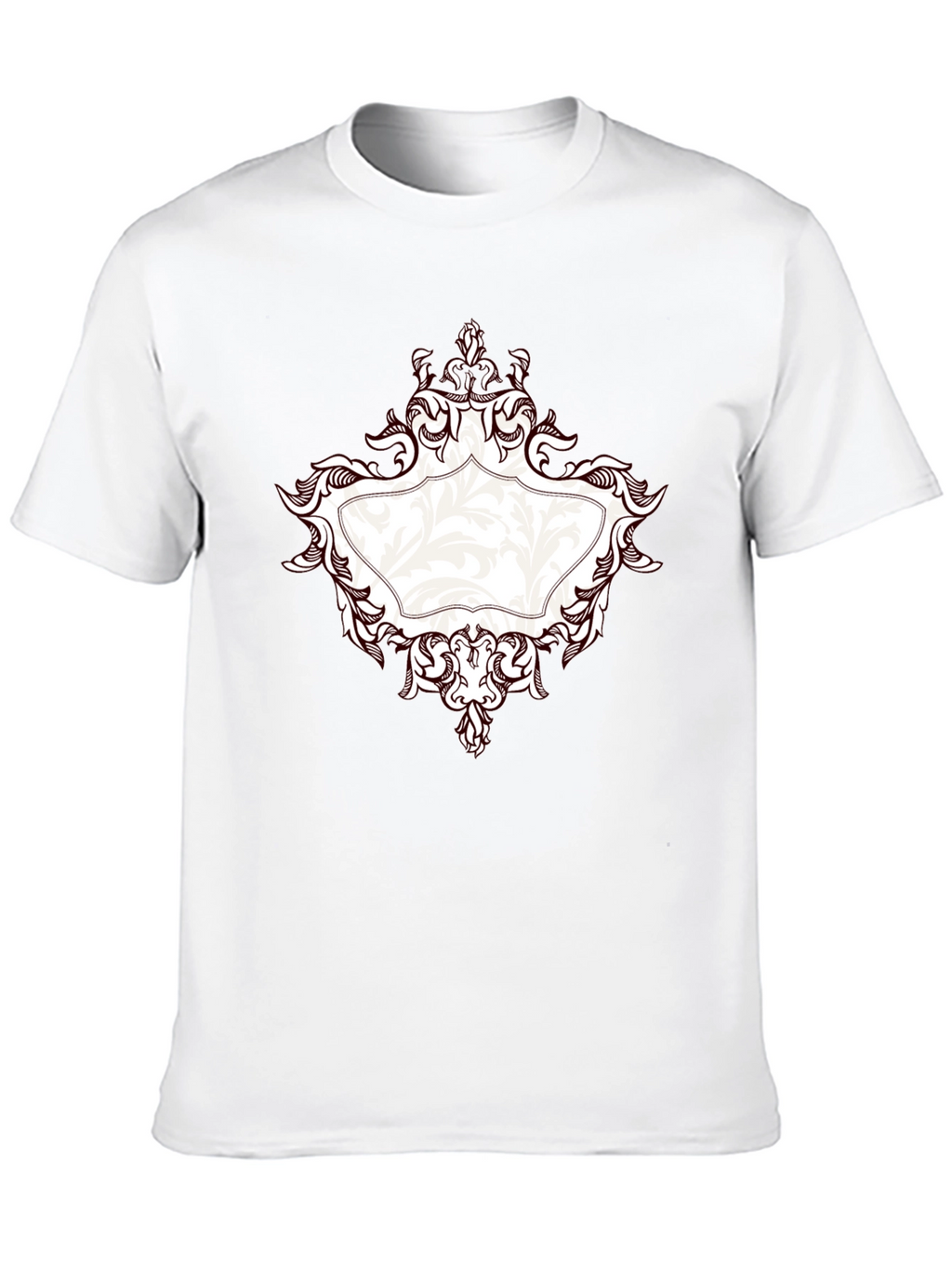 Elegant Black T-Shirt with Ornate Frame Design