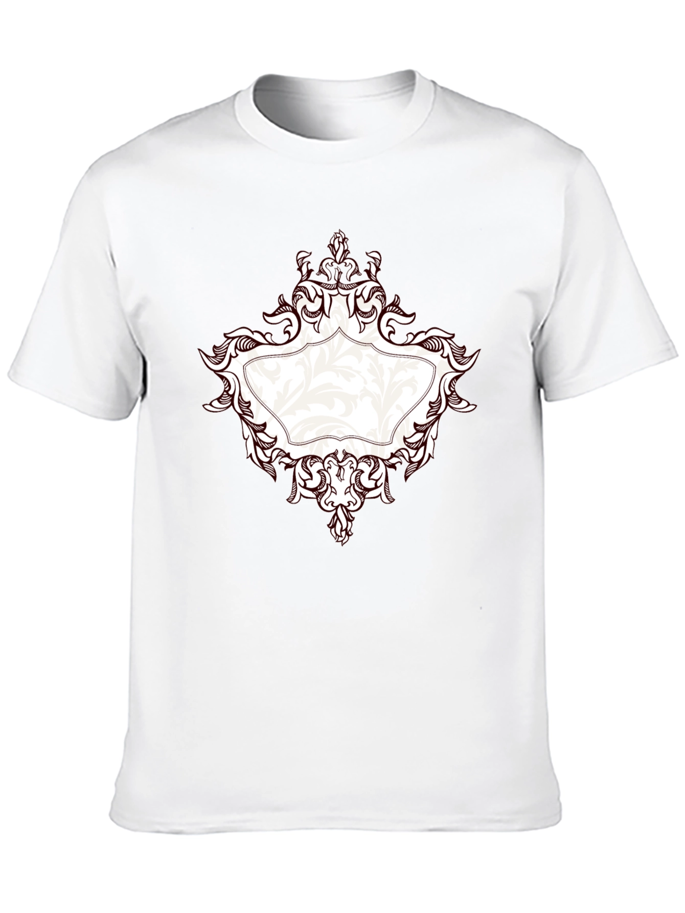 Elegant Black T-Shirt with Ornate Frame Design