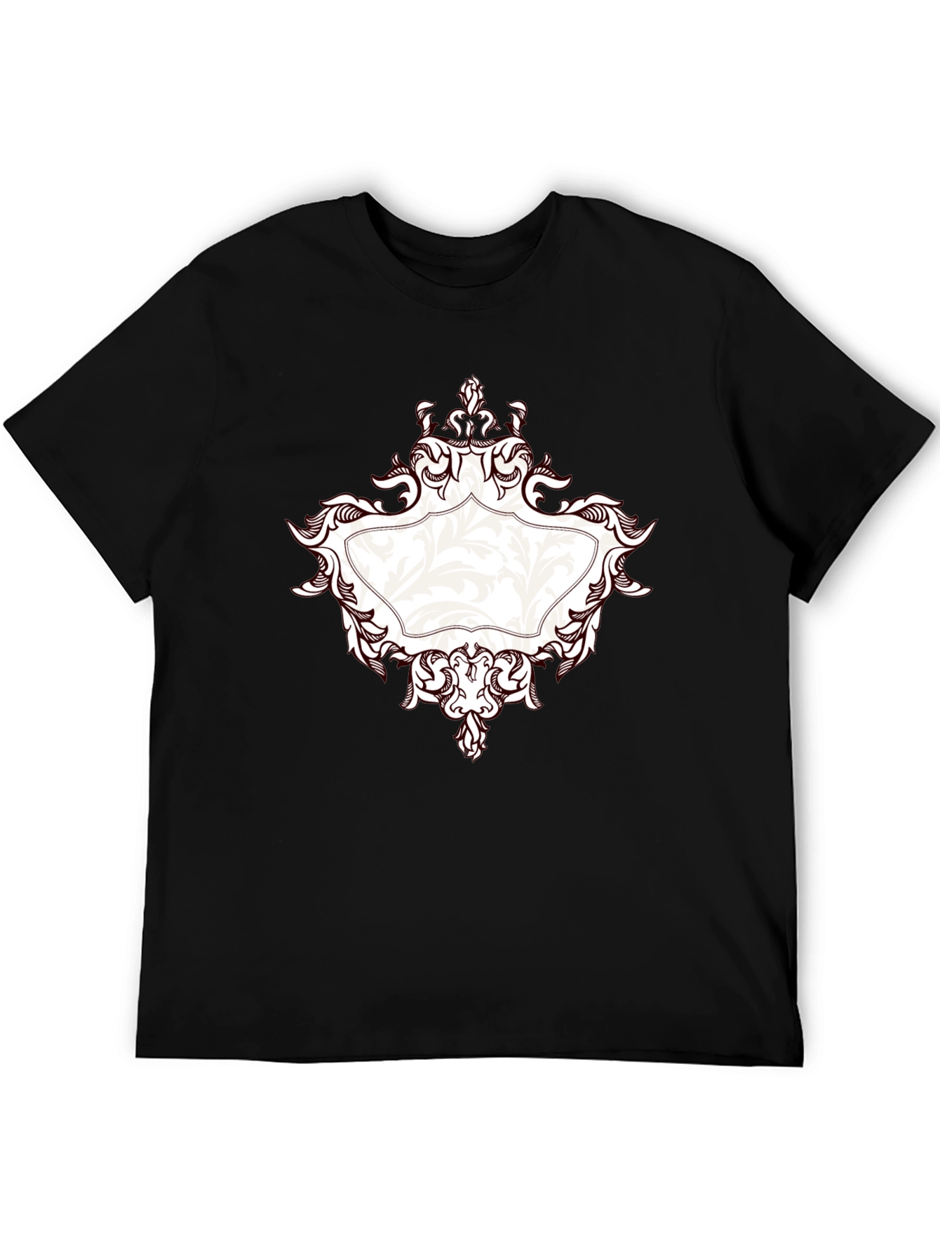 Elegant Black T-Shirt with Ornate Frame Design