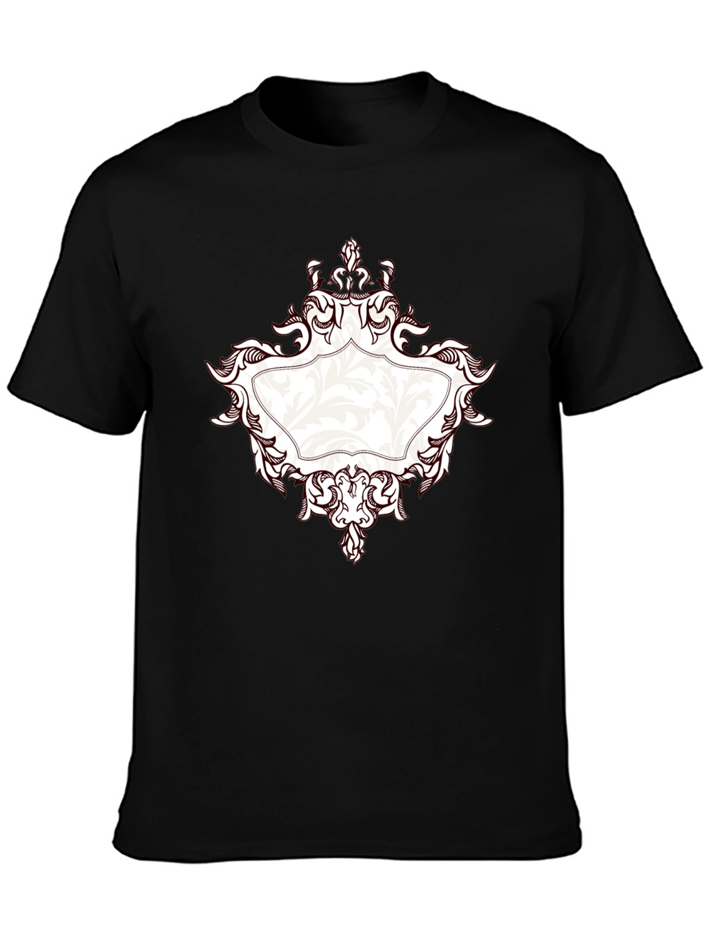 Elegant Black T-Shirt with Ornate Frame Design