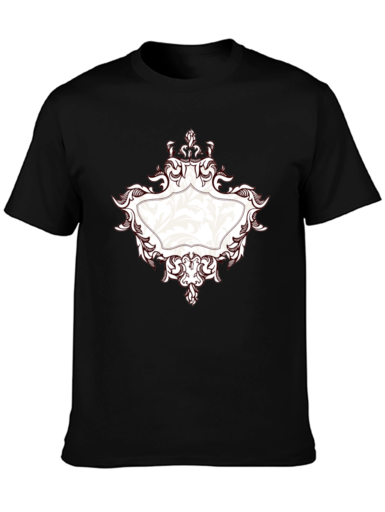 Elegant Black T-Shirt with Ornate Frame Design